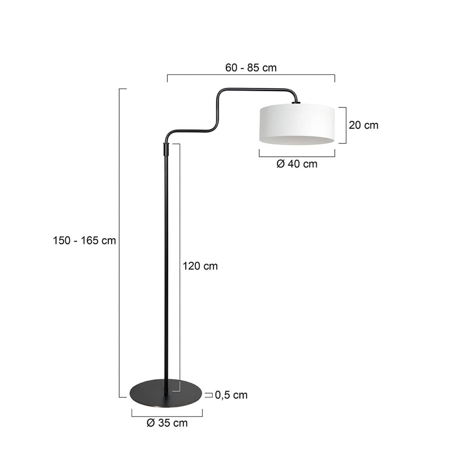 Stehlampe Bloeba Schwarz/Weiß Leinen