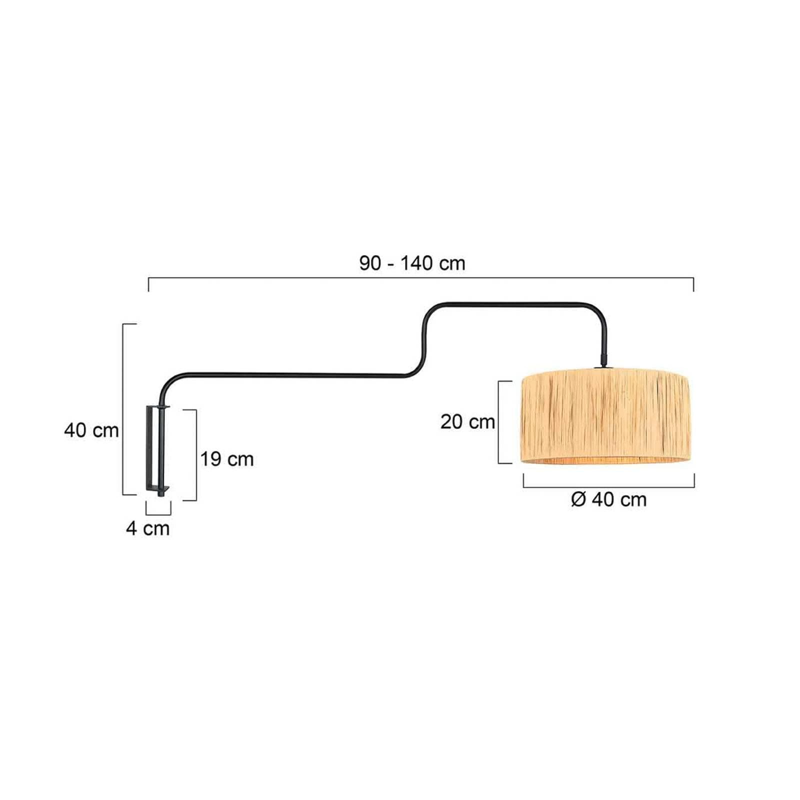Wandlampe Bloeba Schwarz/Braun Seegras