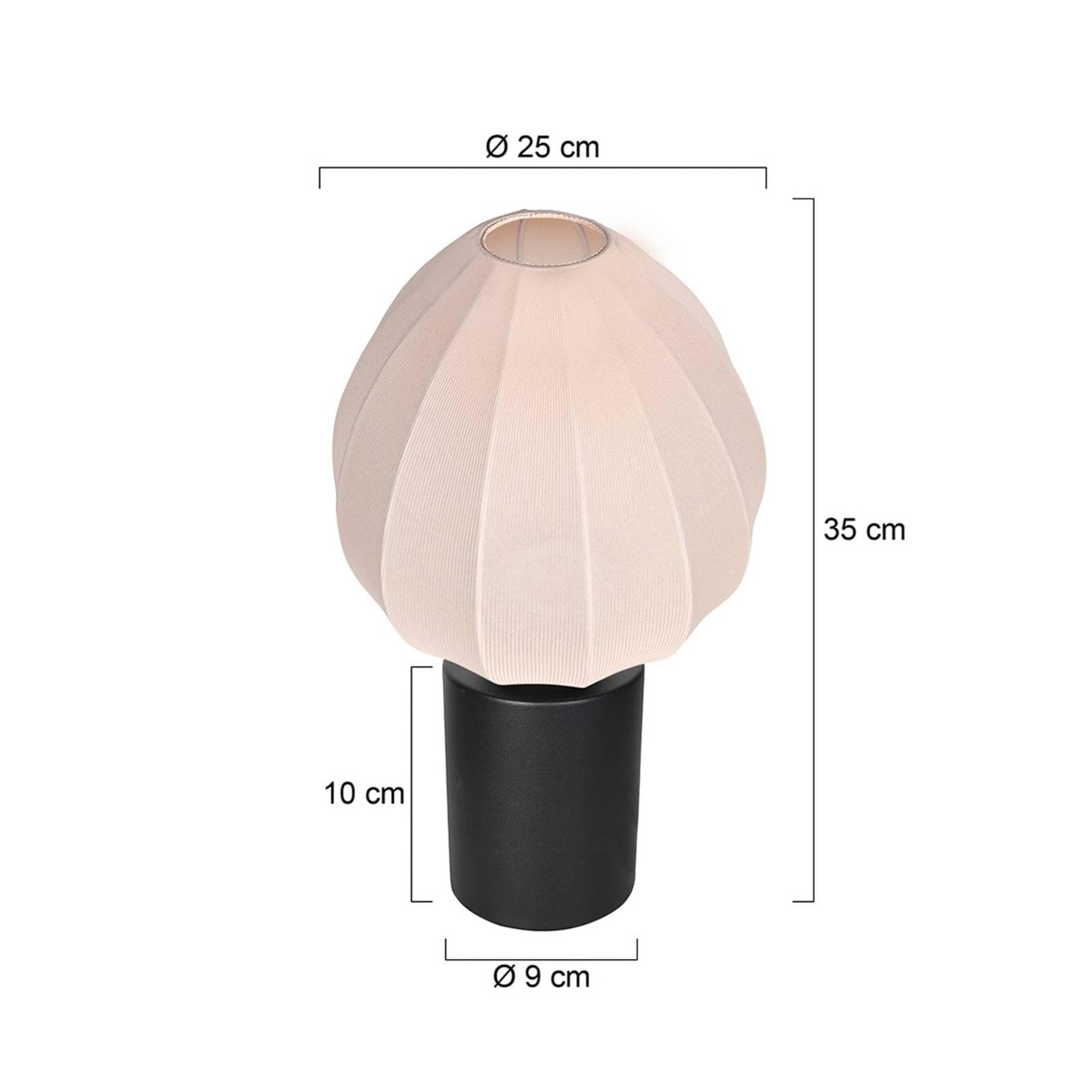 Tischlampe Bloeba, weiß/schwarz, Ø 25 cm, Leinen/Metall