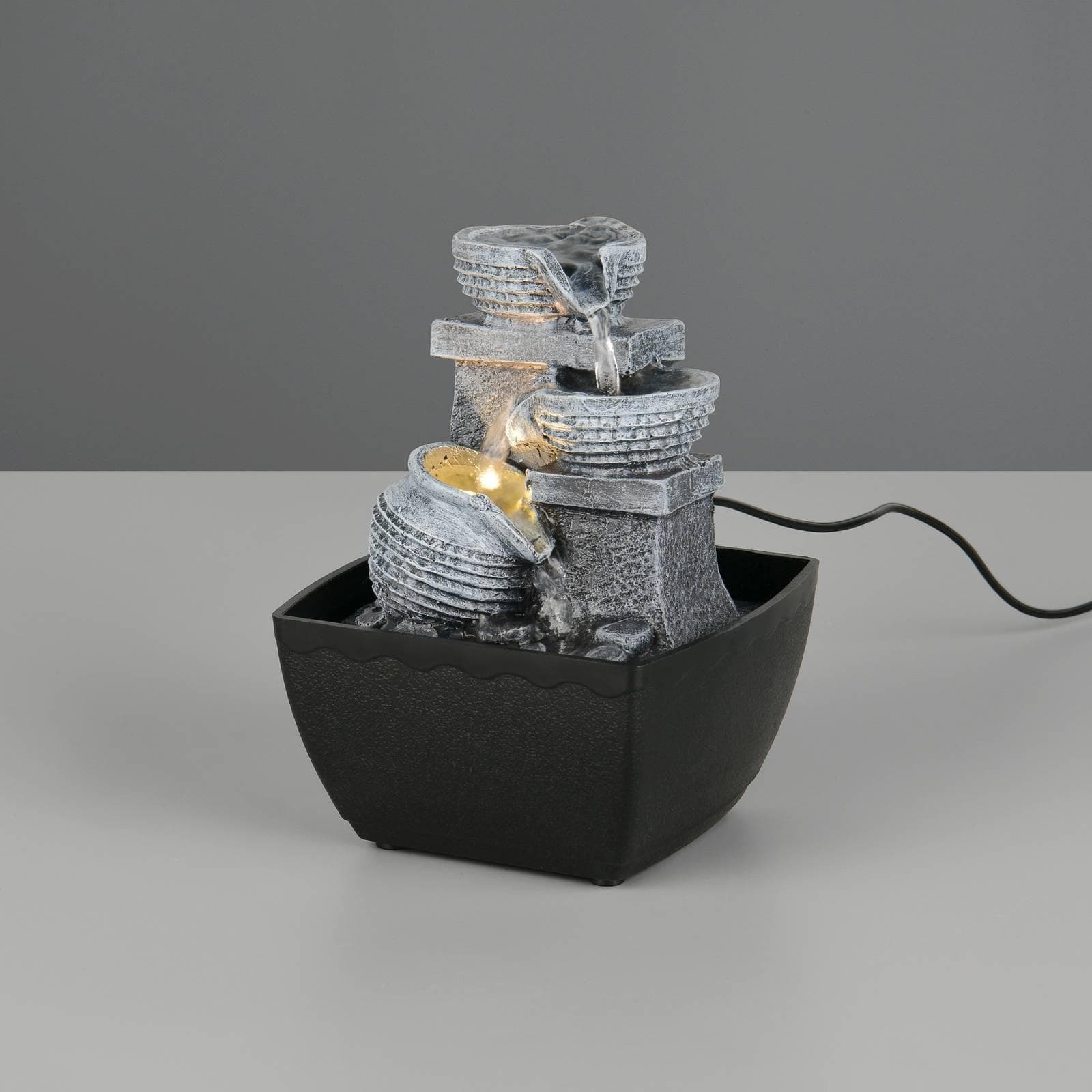 LED-Tischleuchte Luma Braun Kunstharz USB