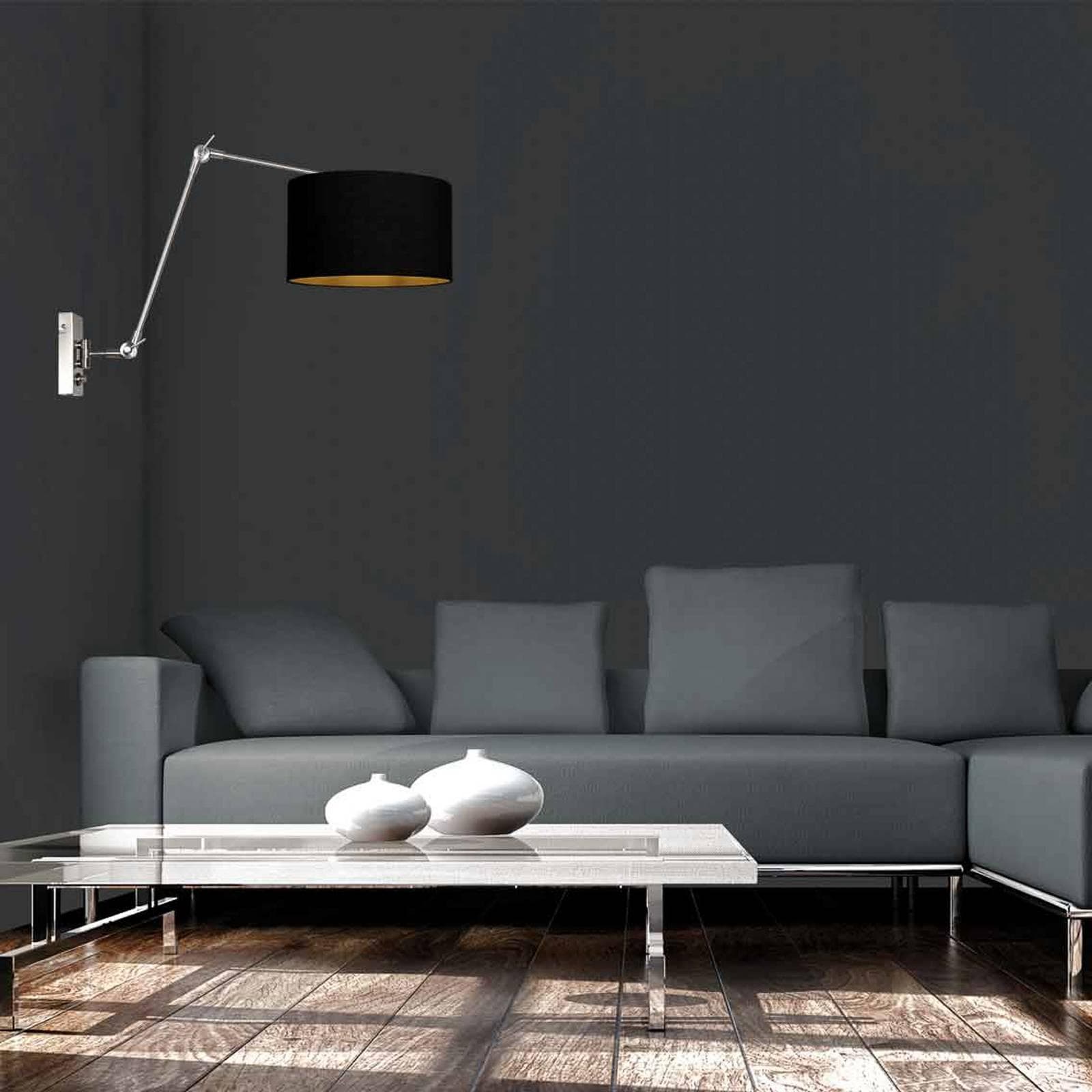 Wandlampe Prestige Chic Metall/Chintz Gold Schwarz Grau 90 cm