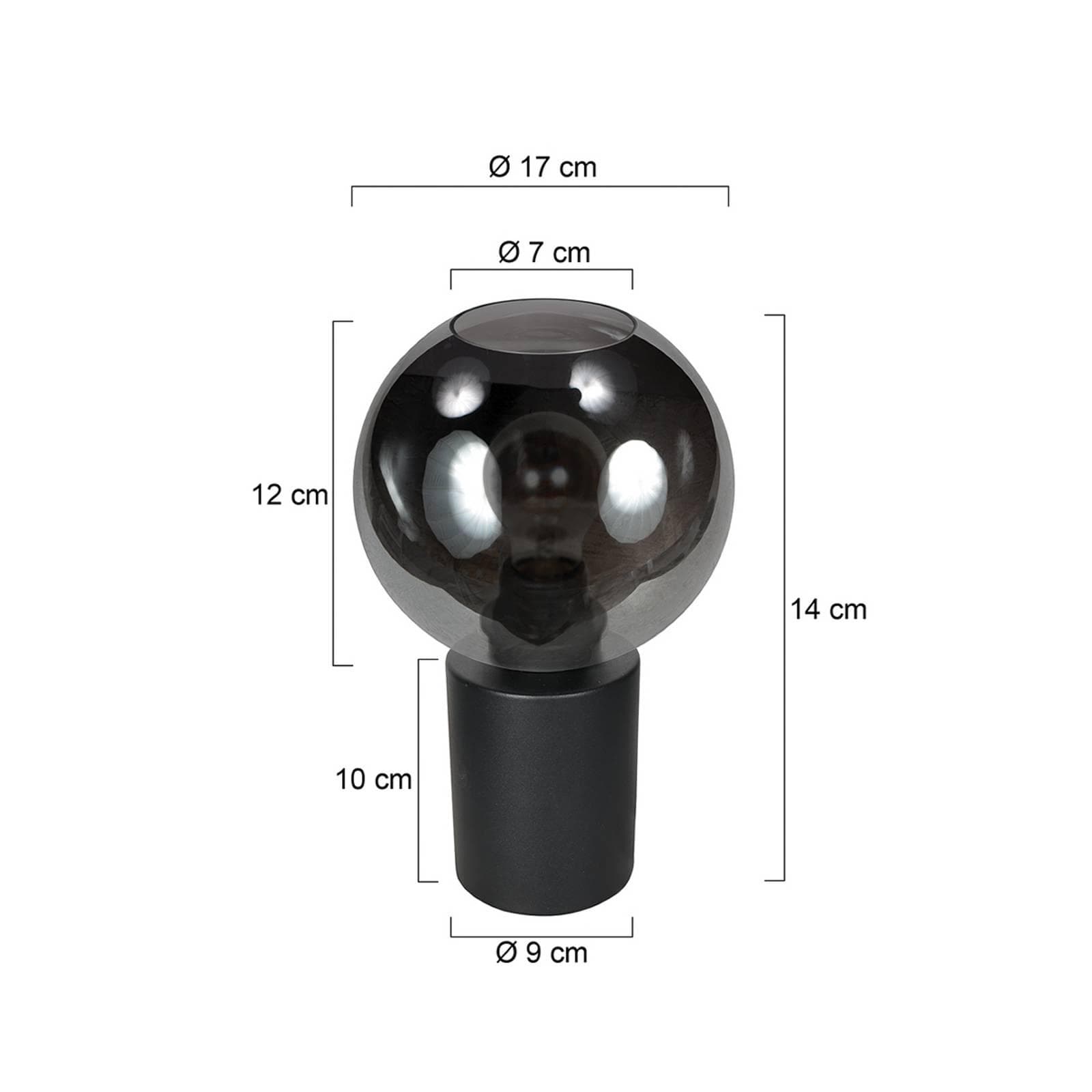 Steinhauer Tischlampe Bloeba Schwarz/Rauchgrau Ø 17 cm Glas Kugel