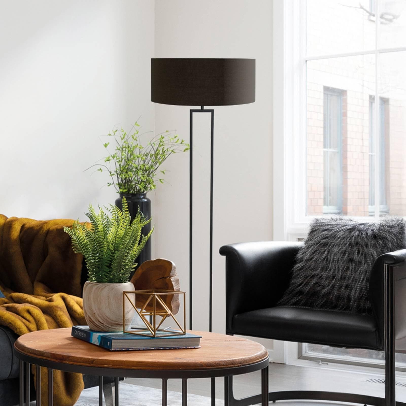 Stehlampe Stang Schwarz/Gold Chintz Steinhauer