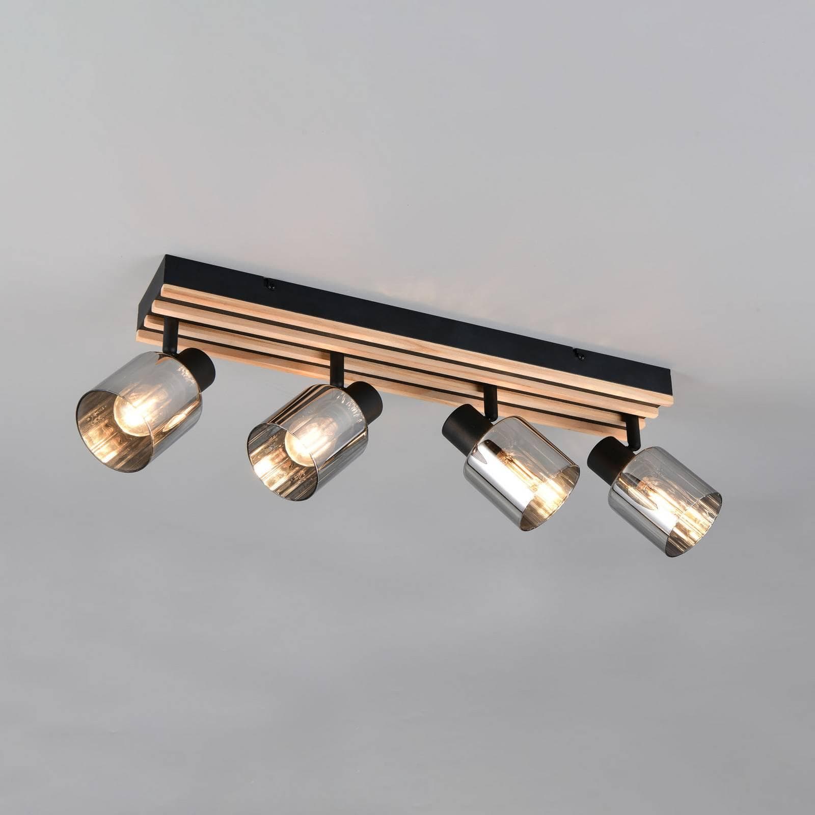 Strahler Travia 4-flammig Schwarz/Rauchgrau