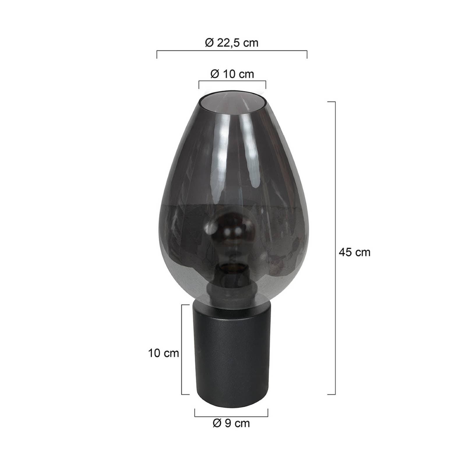 Steinhauer Tischlampe Bloeba Schwarz/Rauchgrau Glas Tropfen