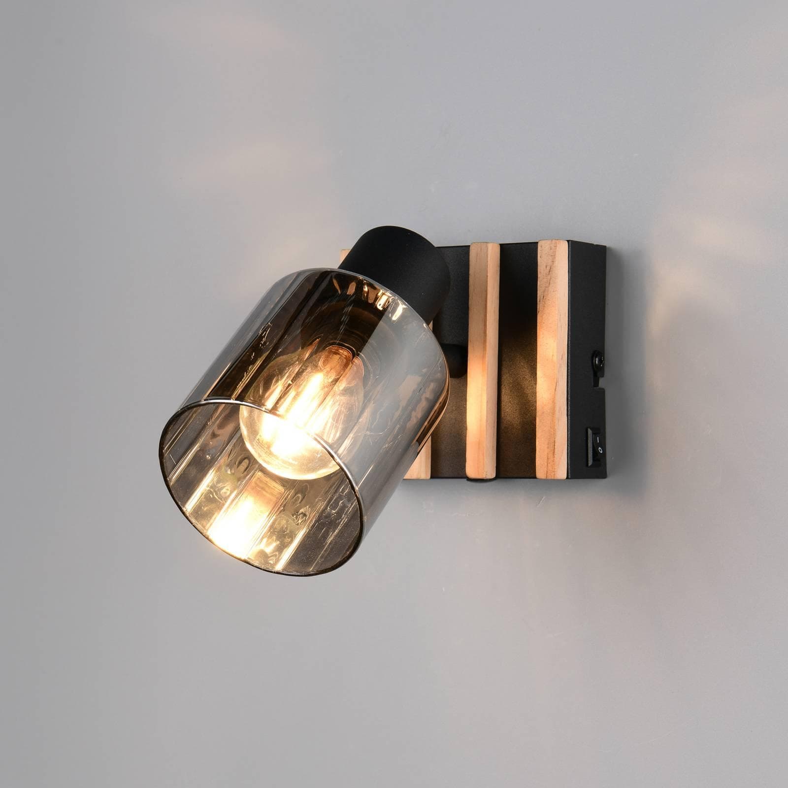 Strahler Travia 1-flammig Schwarz/Rauchgrau Schalter REALITY LEUCHTEN