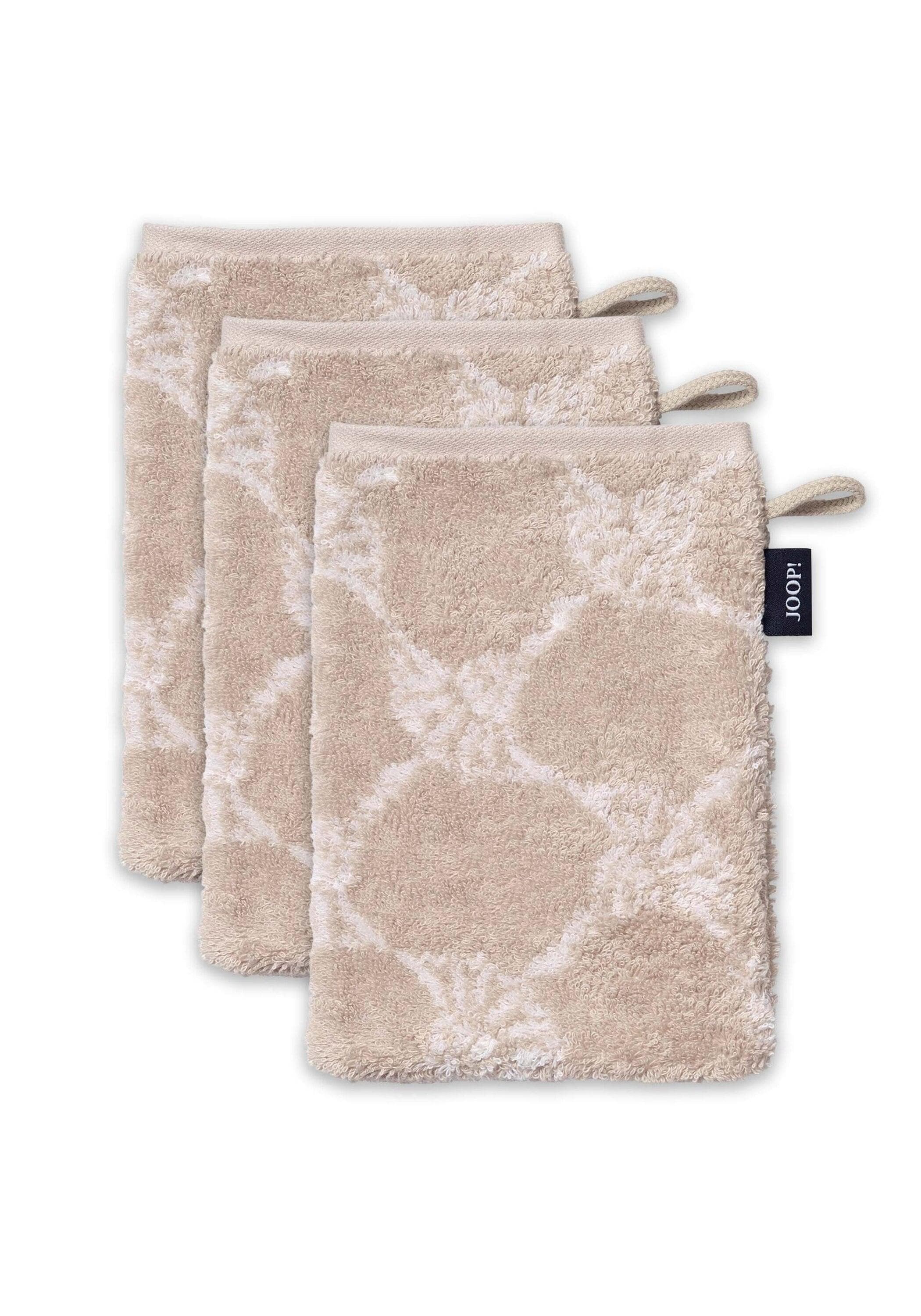 JOOP! Waschlappen Unisex 3er Pack Beige Baumwolle