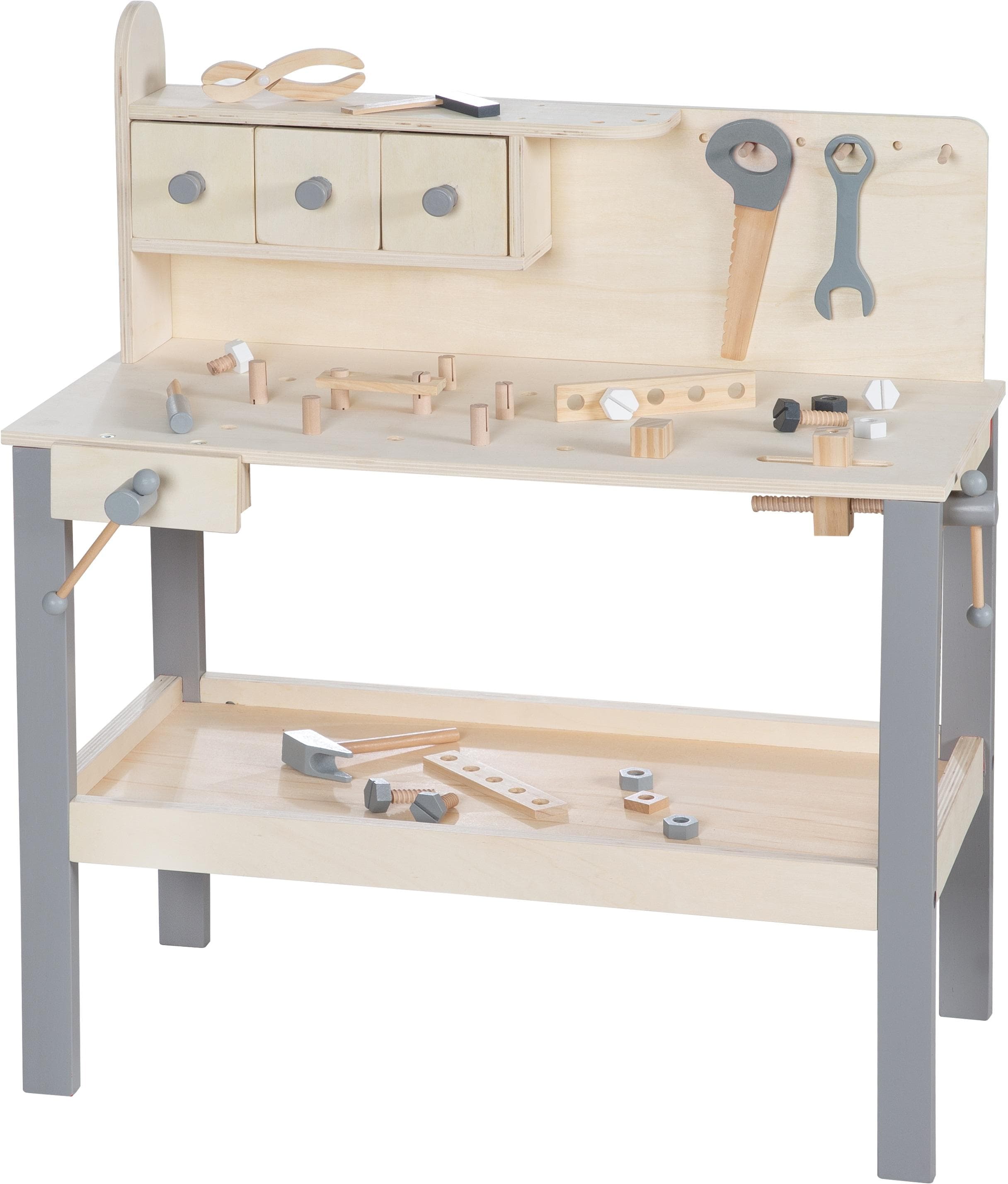 Roba Spielwerkbank für Kinder Beige Grau Holz