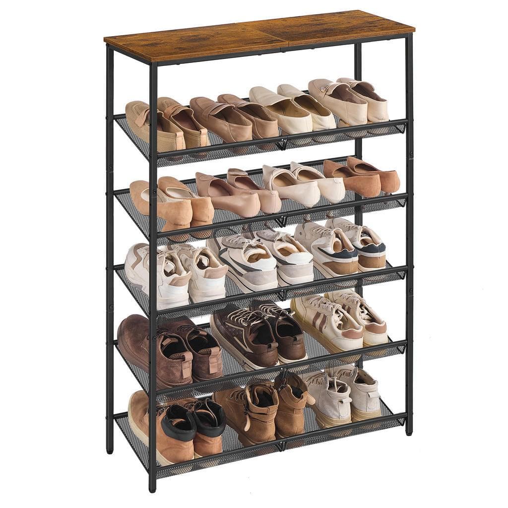 Boxxx Schuhregal Braun Schwarz Metall Holzwerkstoff