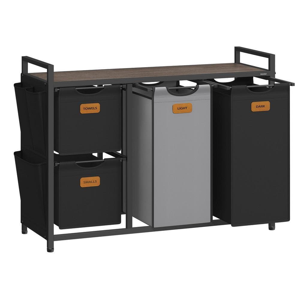 Mid.you Wäschekorb Braun, Grau, Schwarz Metall, Textil 150 L