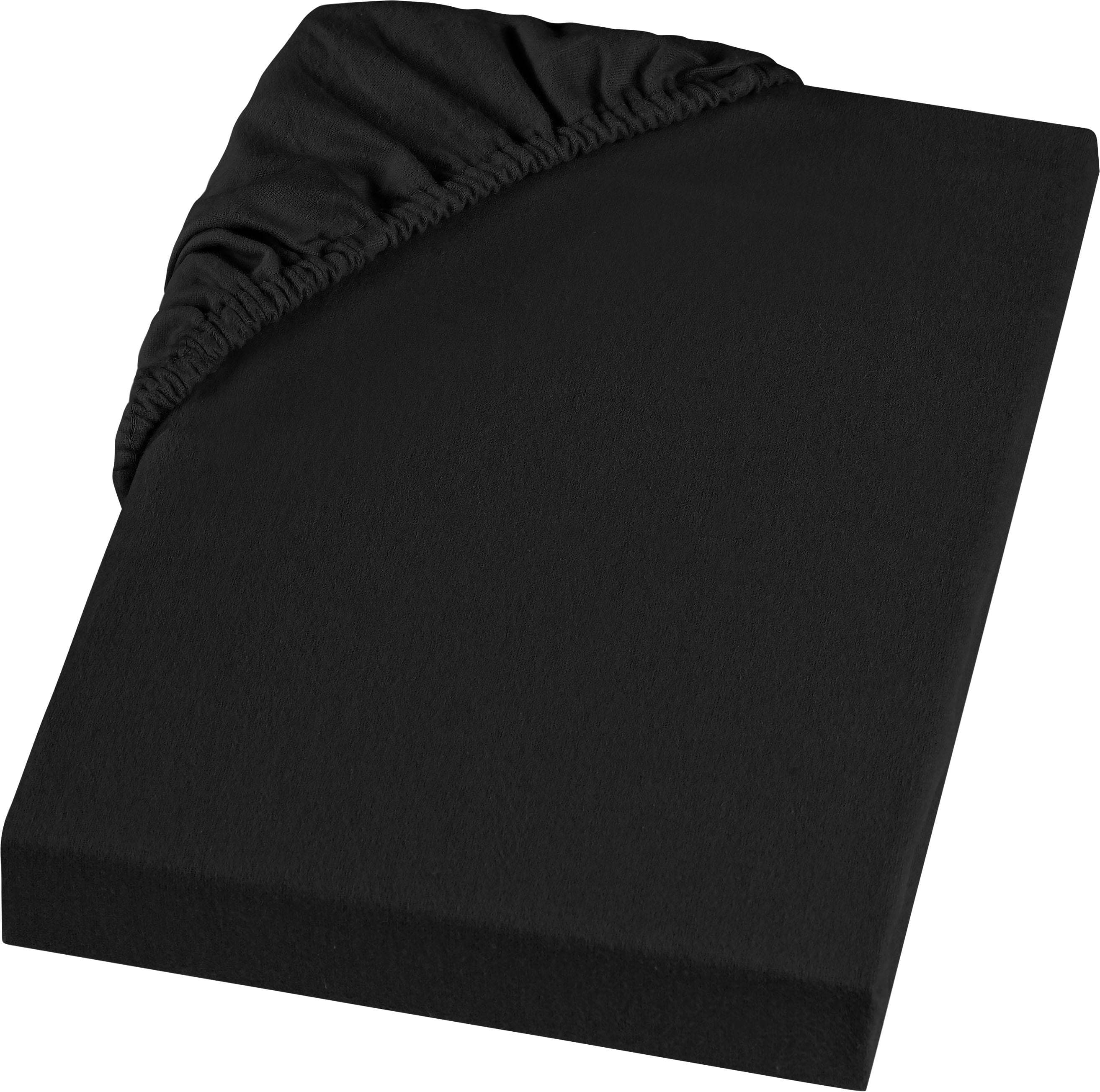SETEX Spannbettlaken Feinbiber Schwarz 90x200 cm