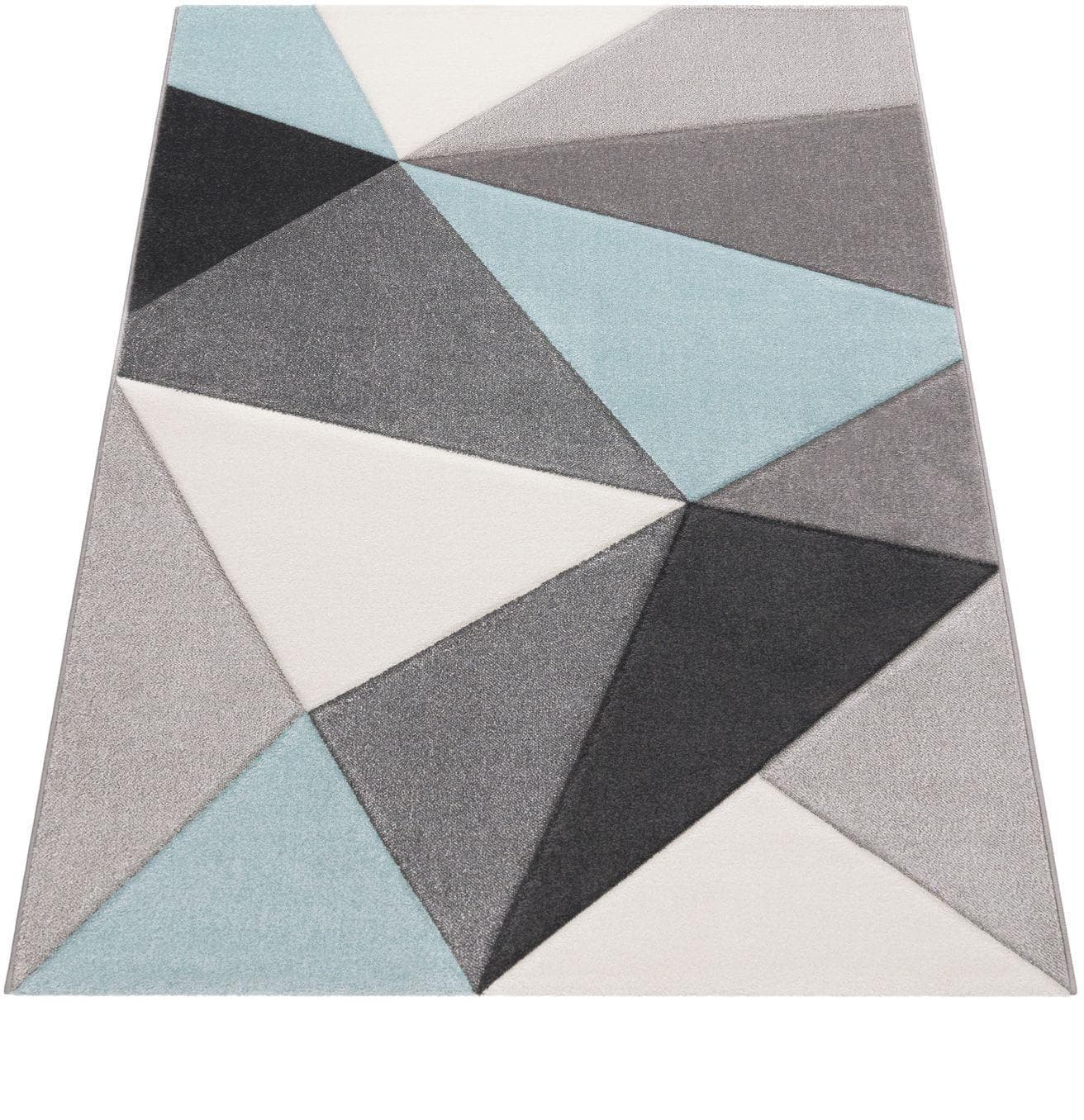 PACO HOME Lara 237 Teppich Kurzflor türkis-blau geometrisch