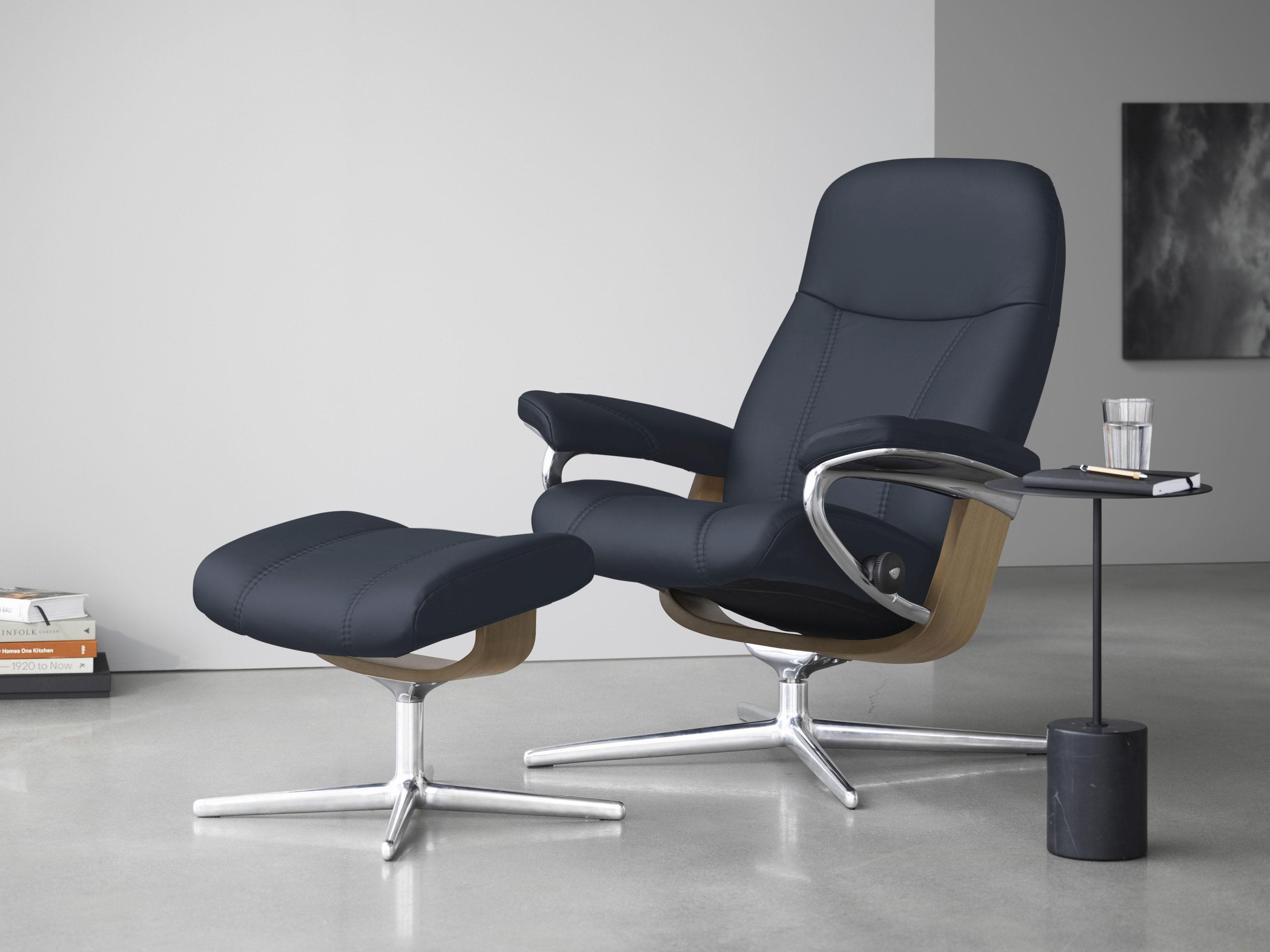 Stressless Relaxsessel Consul Blau mit Hocker, Drehfunktion