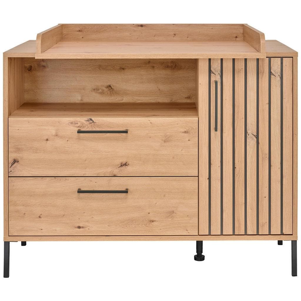 Jimmylee Wickelkommode Line Eiche Artisan Metall 2 Fächer 2 Schubladen