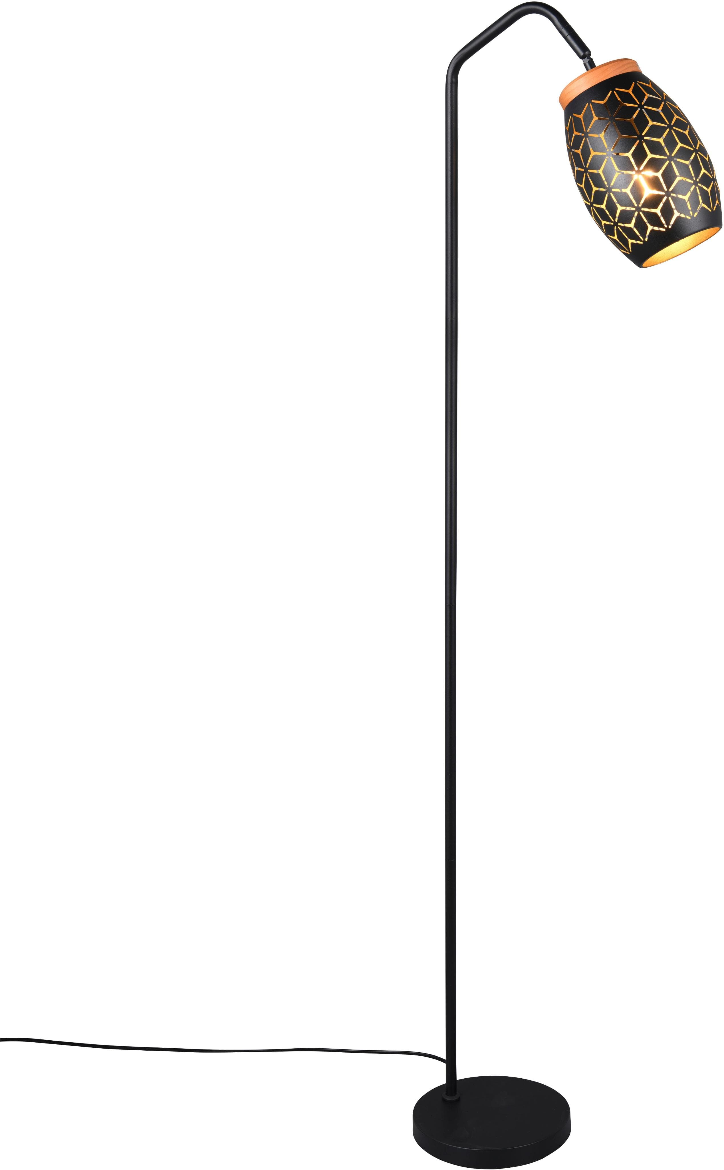 Reality Leuchten Stehlampe BIDAR 147 cm Schwarz/Gold Metall-Lampenschirm