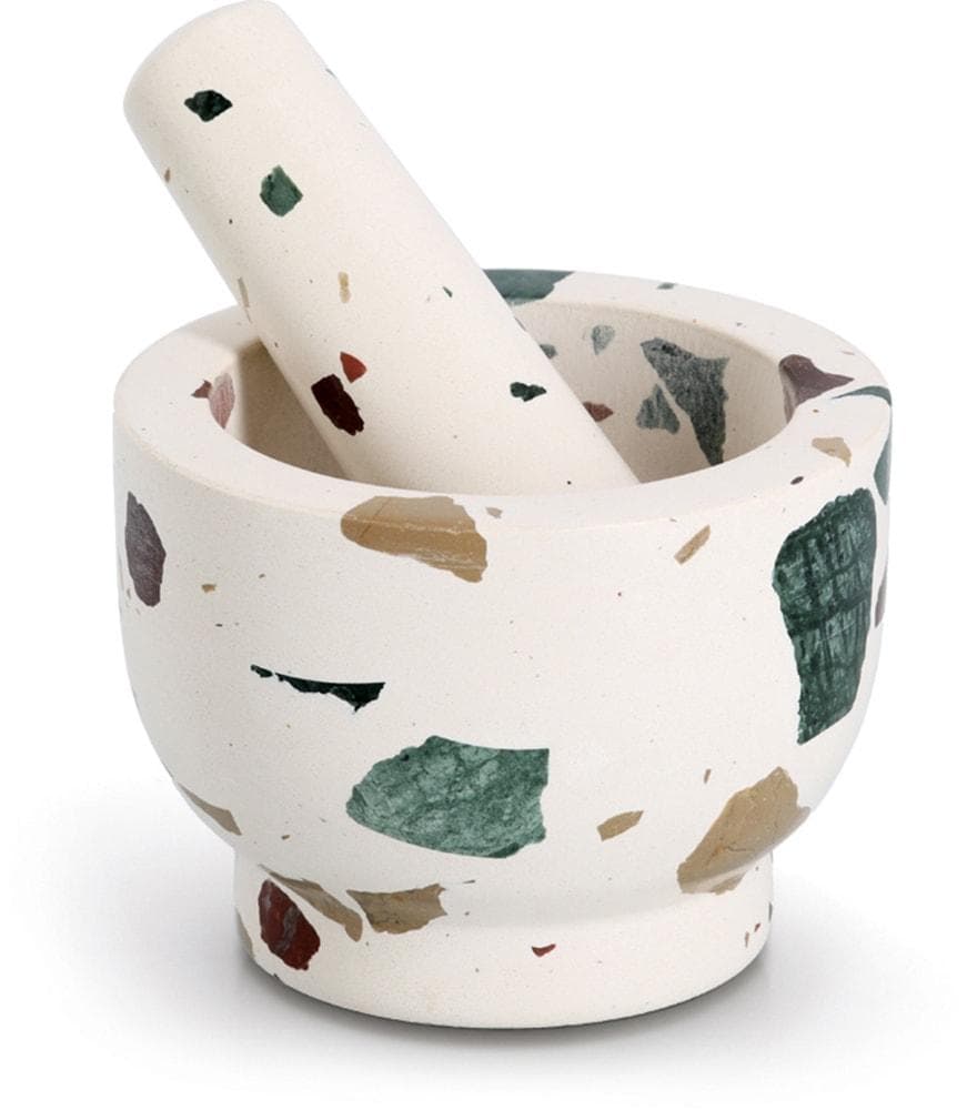 ZELLER Mörser & Stößel-Set Terrazzo Bunt Natur-Granit