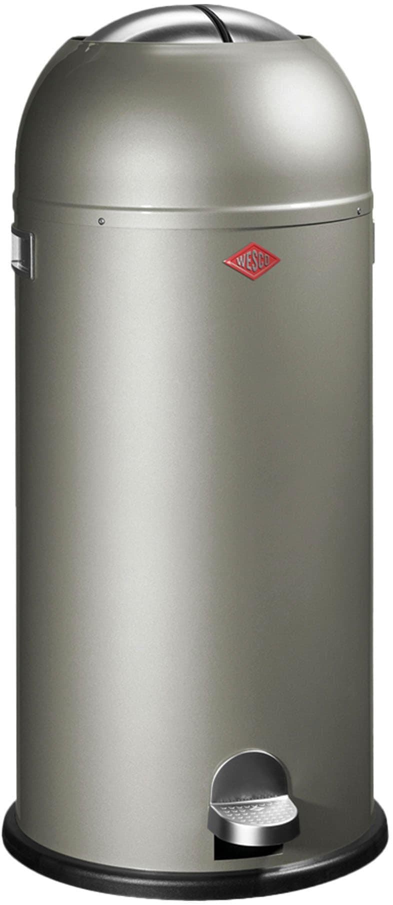 WESCO Kickmaster Maxi Mülleimer 40L silber mit Fußtritt