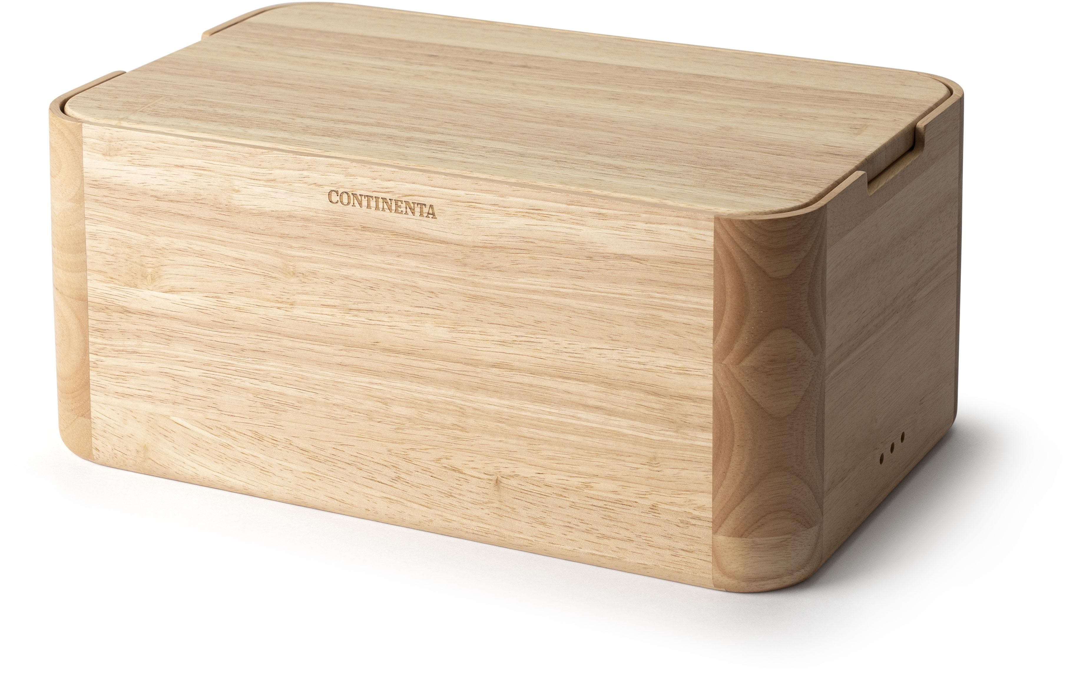 Brotkasten CONTINENTA mit Deckel, Gummibaum, natur, 36x23x16 cm