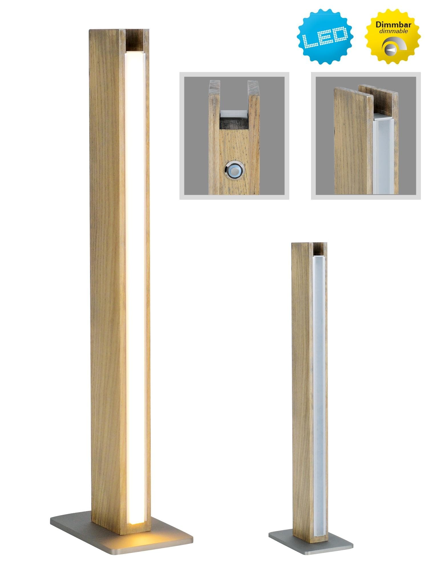 NÄVE LED Tischleuchte Straight Braun Dimmbar Holzkorpus Esche