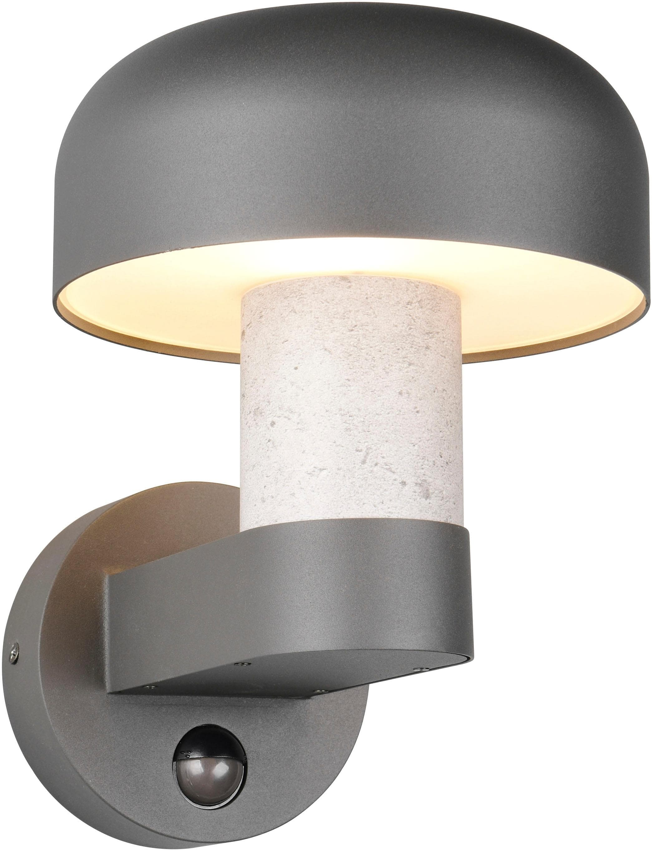 Trio Außenwandleuchte Fraser Sensor grau/Betonoptik, Alu IP54 E27