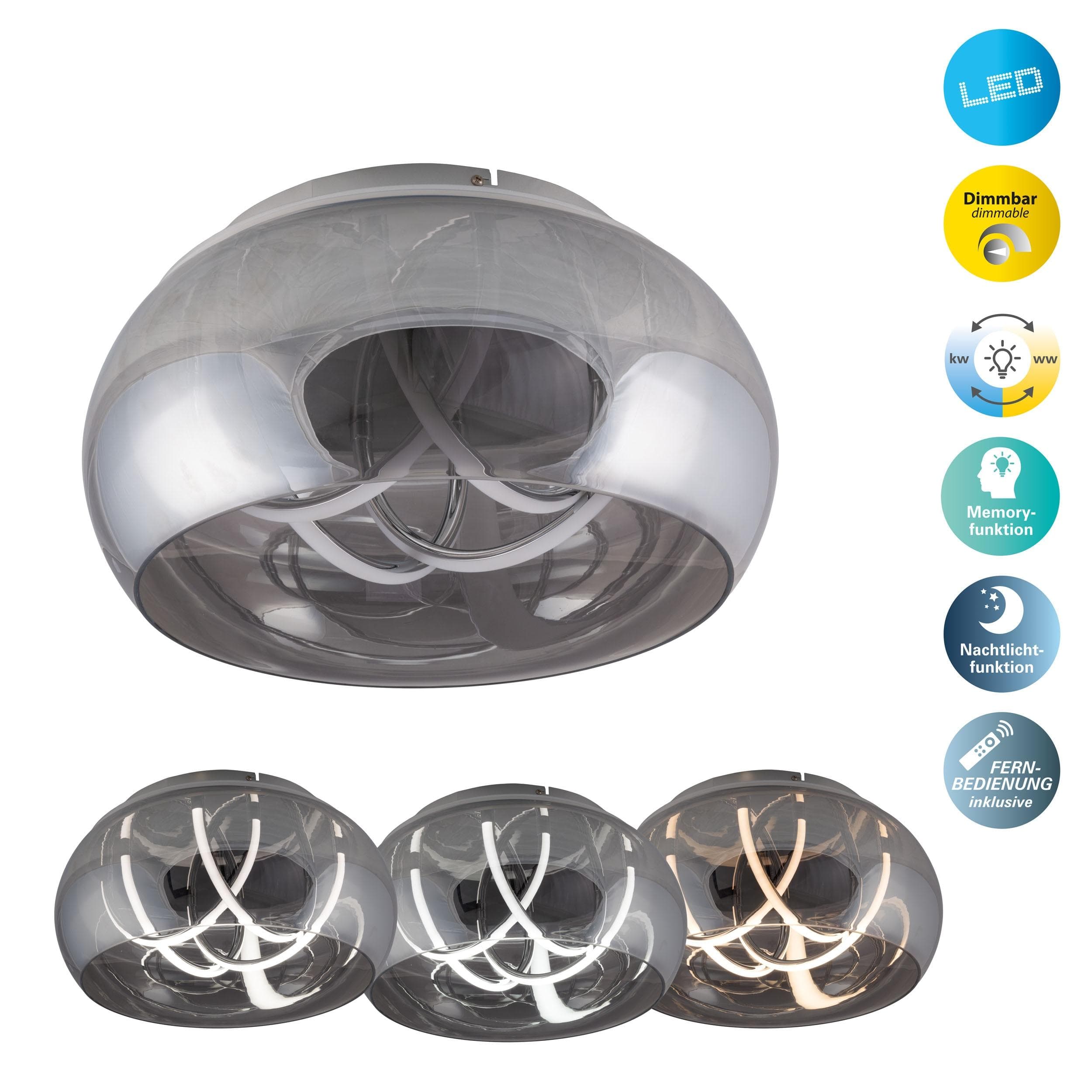 Näve LED Deckenleuchte Malou: Dimmbar & CCT-Funktion mit Fernbedienung