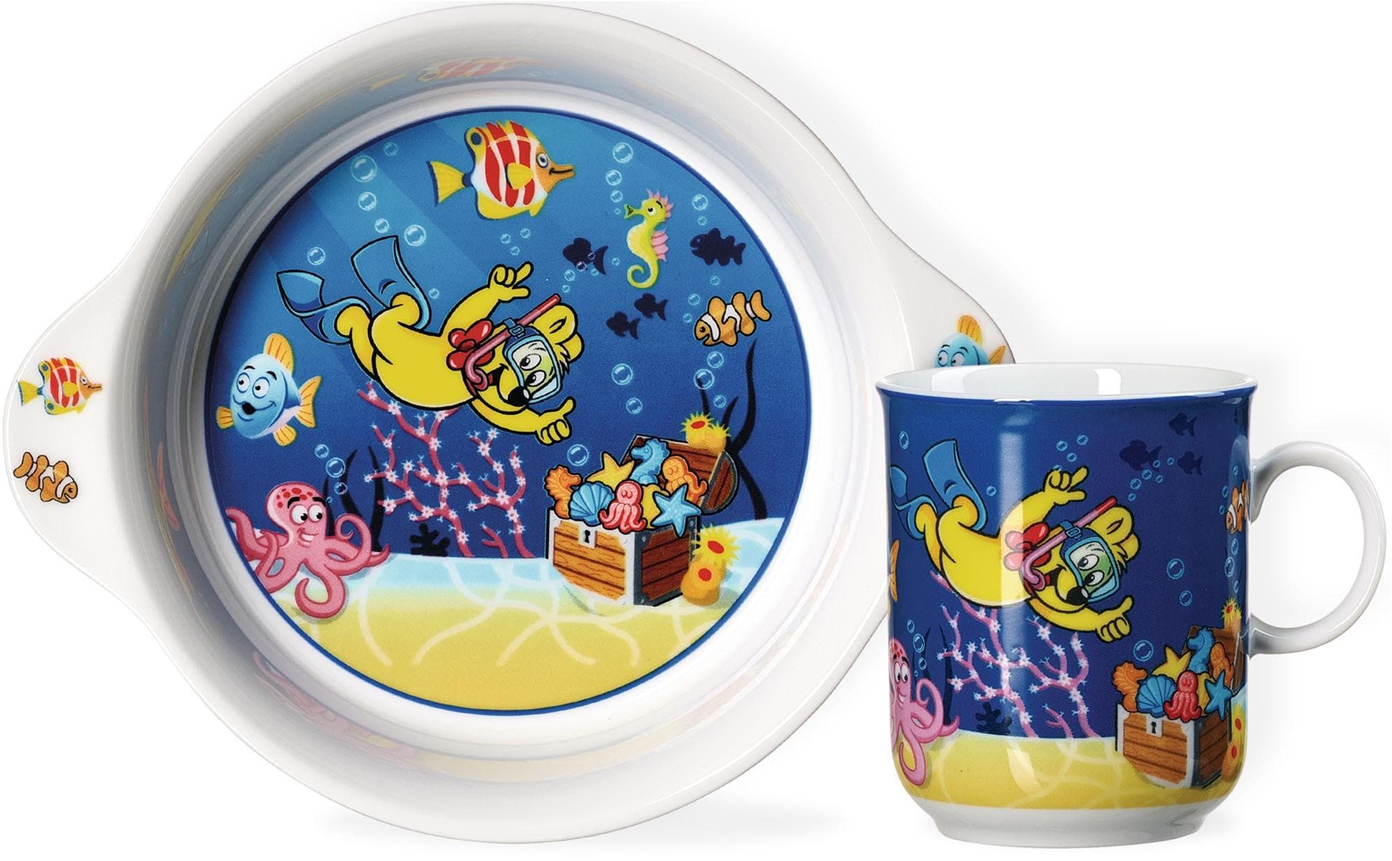 RITZENHOFF & BREKER Kindergeschirr-Set HARIBO Seaworld 2-teilig Blau Porzellan