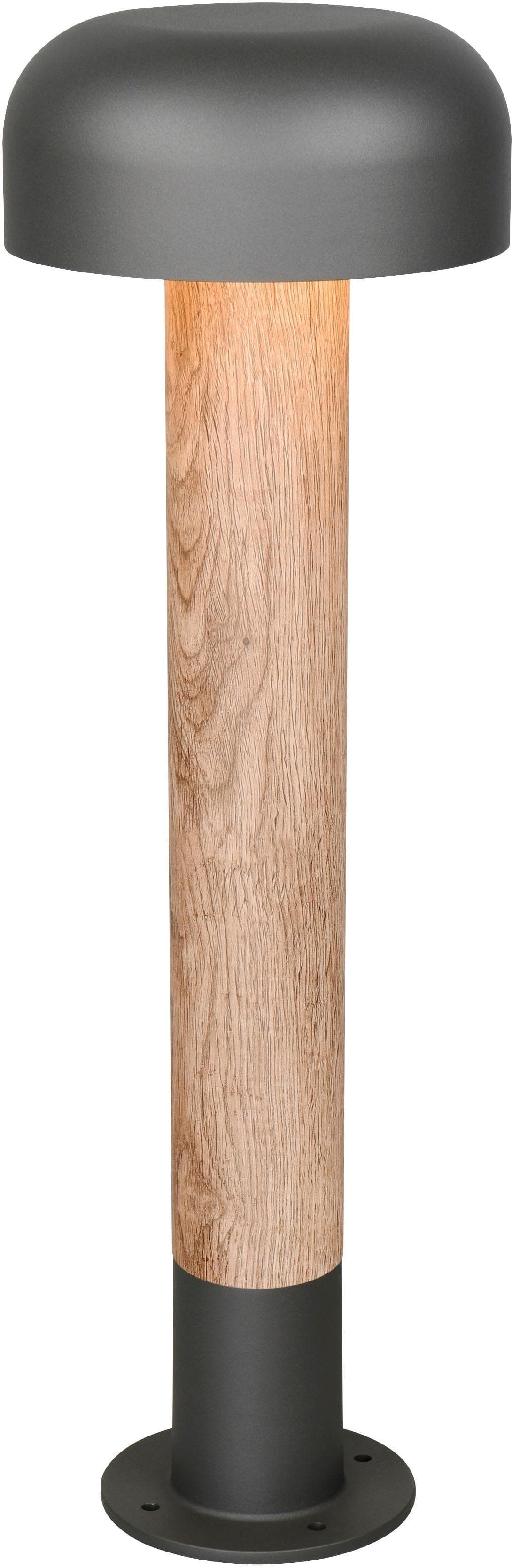 Trio Wegeleuchte Fraser Pilzform Alu Holzoptik IP54 84,5 cm