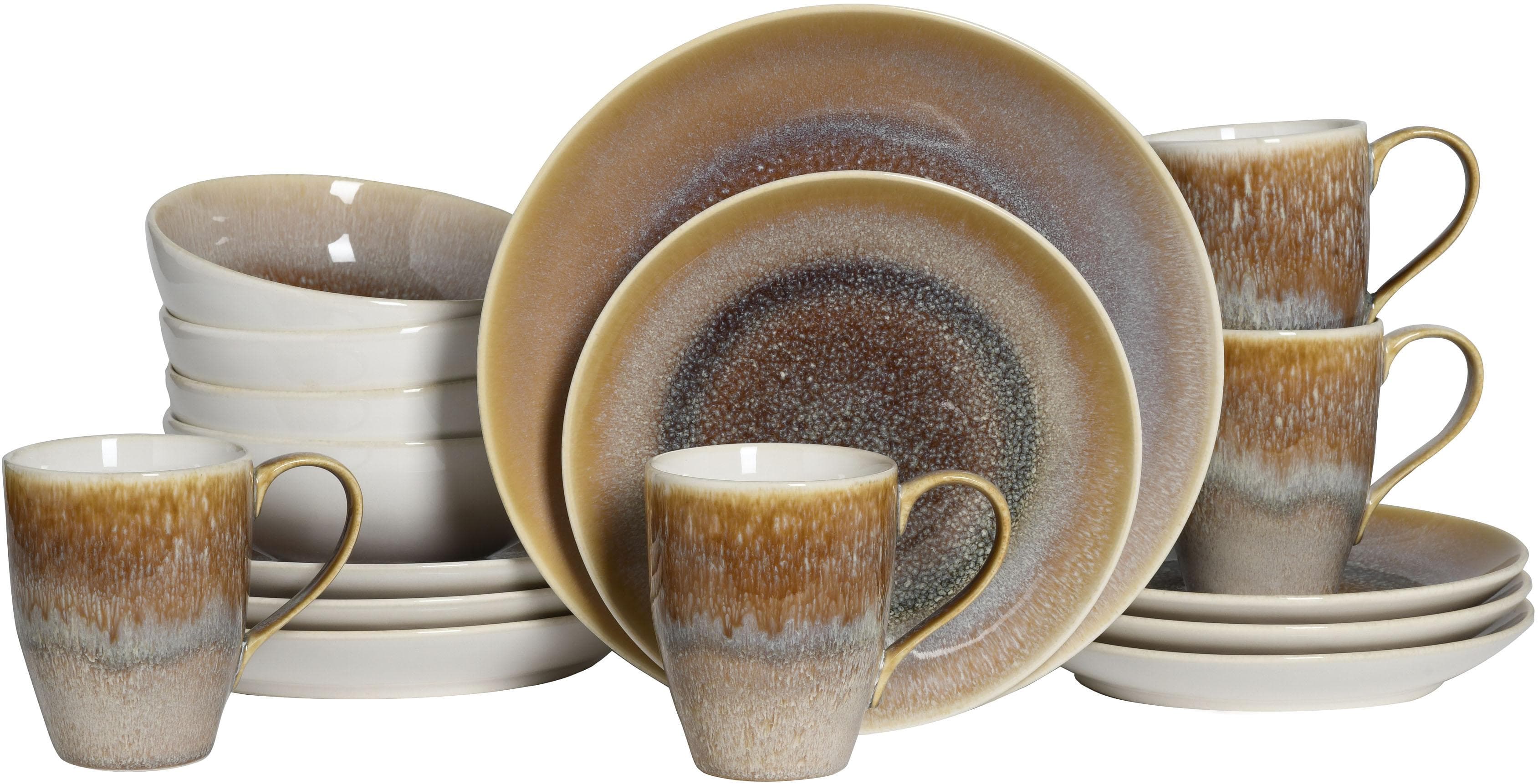 Designer Geschirr-Set aus Steinzeug und Reaktivglasur
