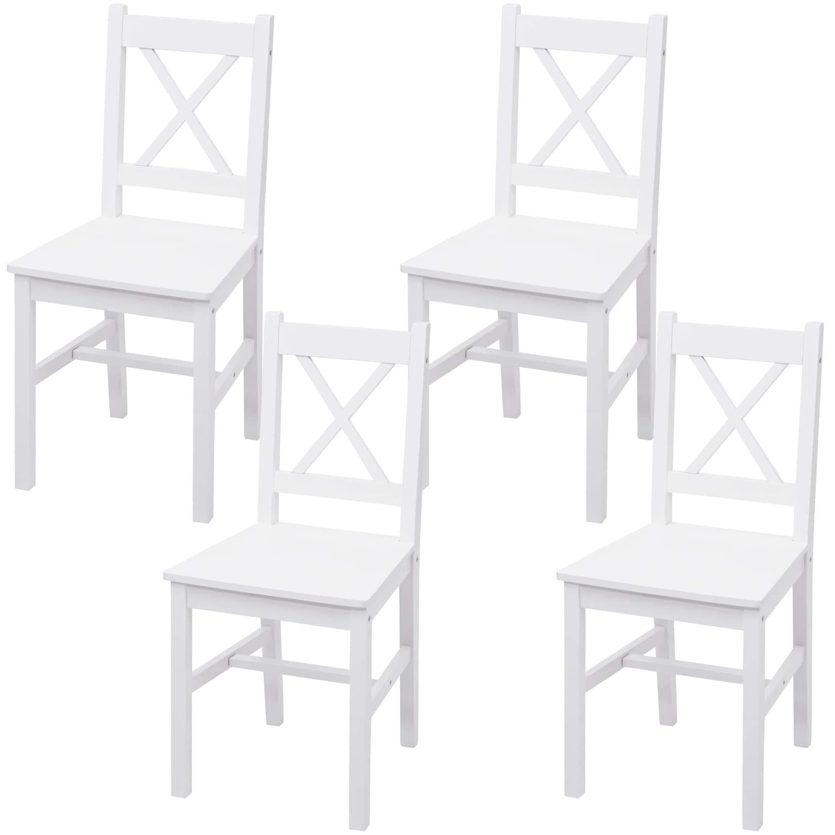 MCW Esszimmerstuhl 4er-Set Landhausstil Weiß Kiefernholz