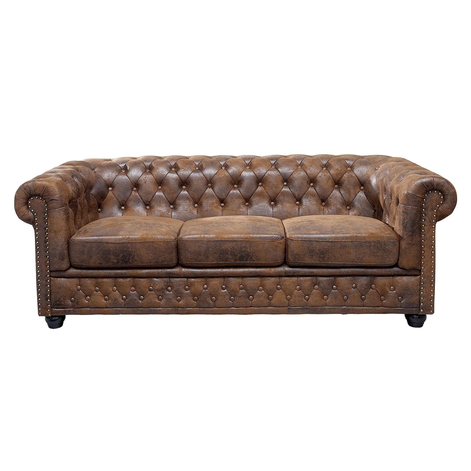 riess-ambiente Chesterfield 3-Sitzer Sofa antik braun Microfaser