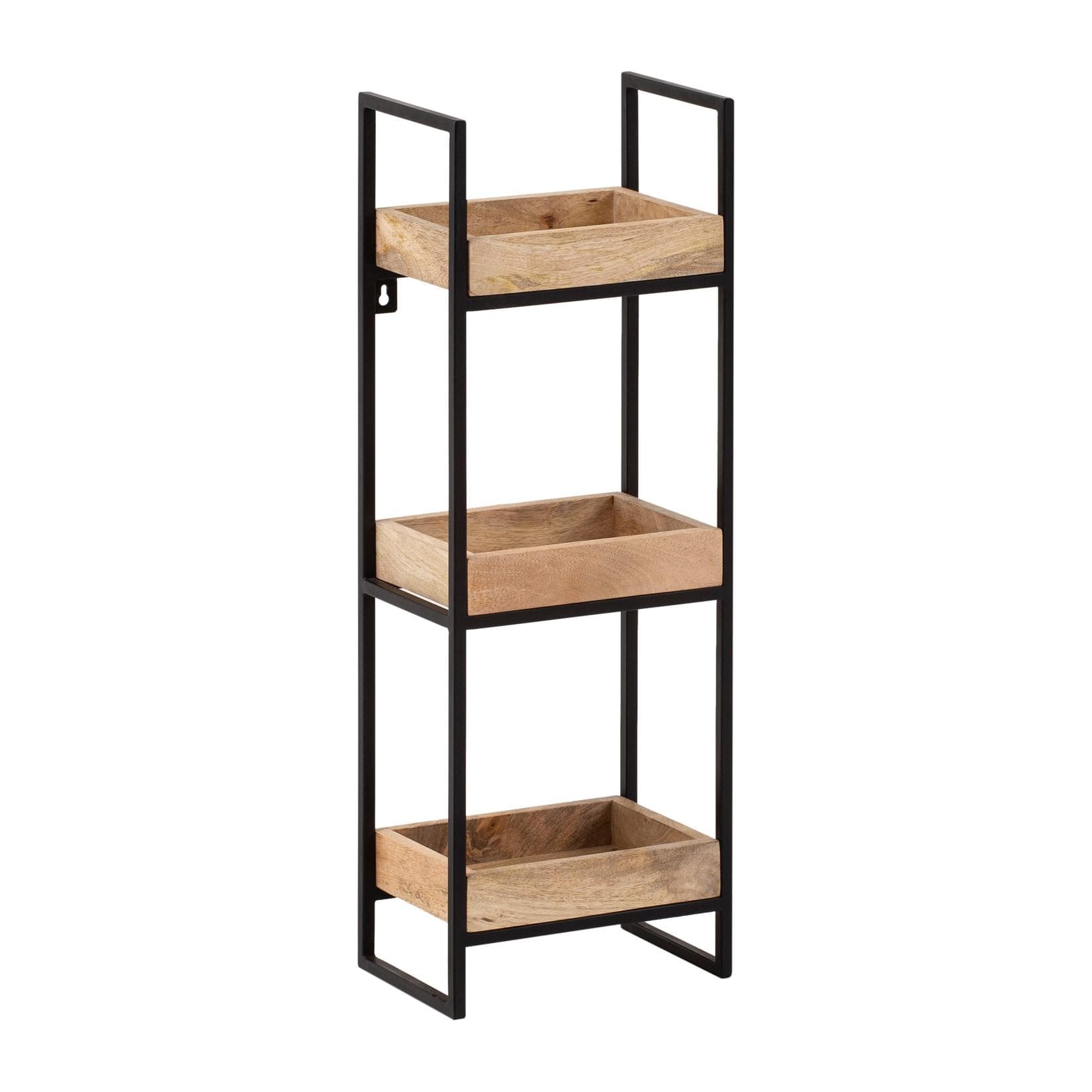 FINEBUY Wandregal Industrial Mango Massivholz Metall Hängeregal