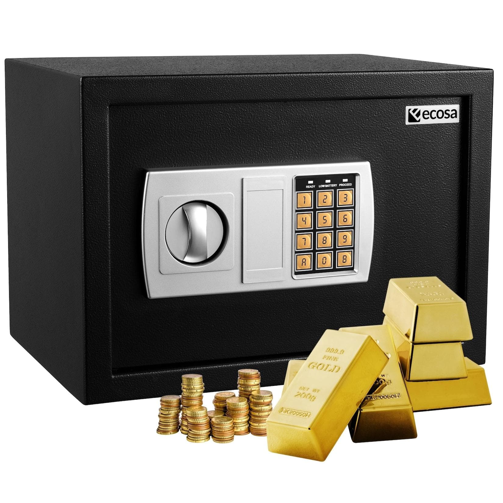 Ecosa Tresor Elektronisch mit Kombinationsschloss und Schlüssel für Zuhause