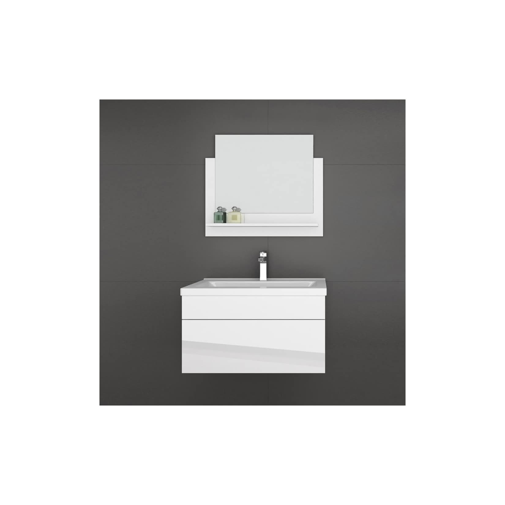 HOME DELUXE Wangerooge Badmöbel-Set Weiß mit Spiegel