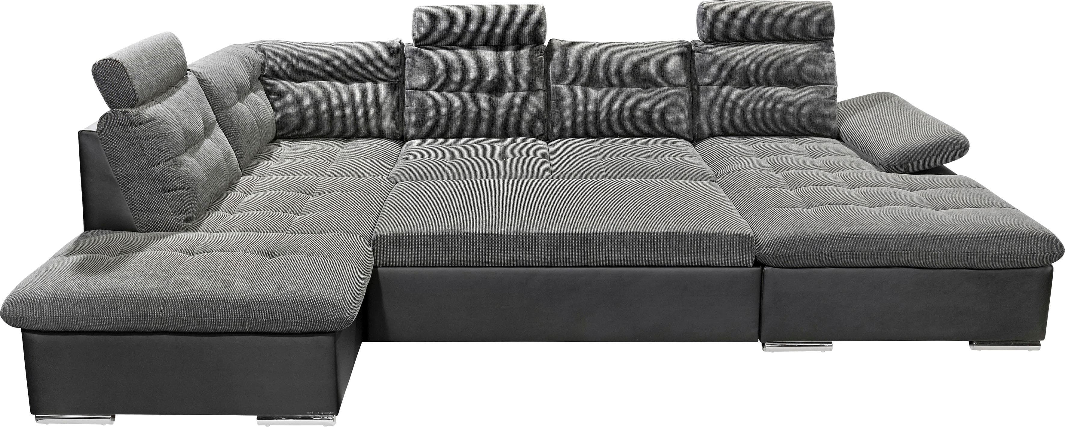 Wohnlandschaft ED EXCITING DESIGN Jakarta U-Form mit Bettfunktion und Bettkasten
