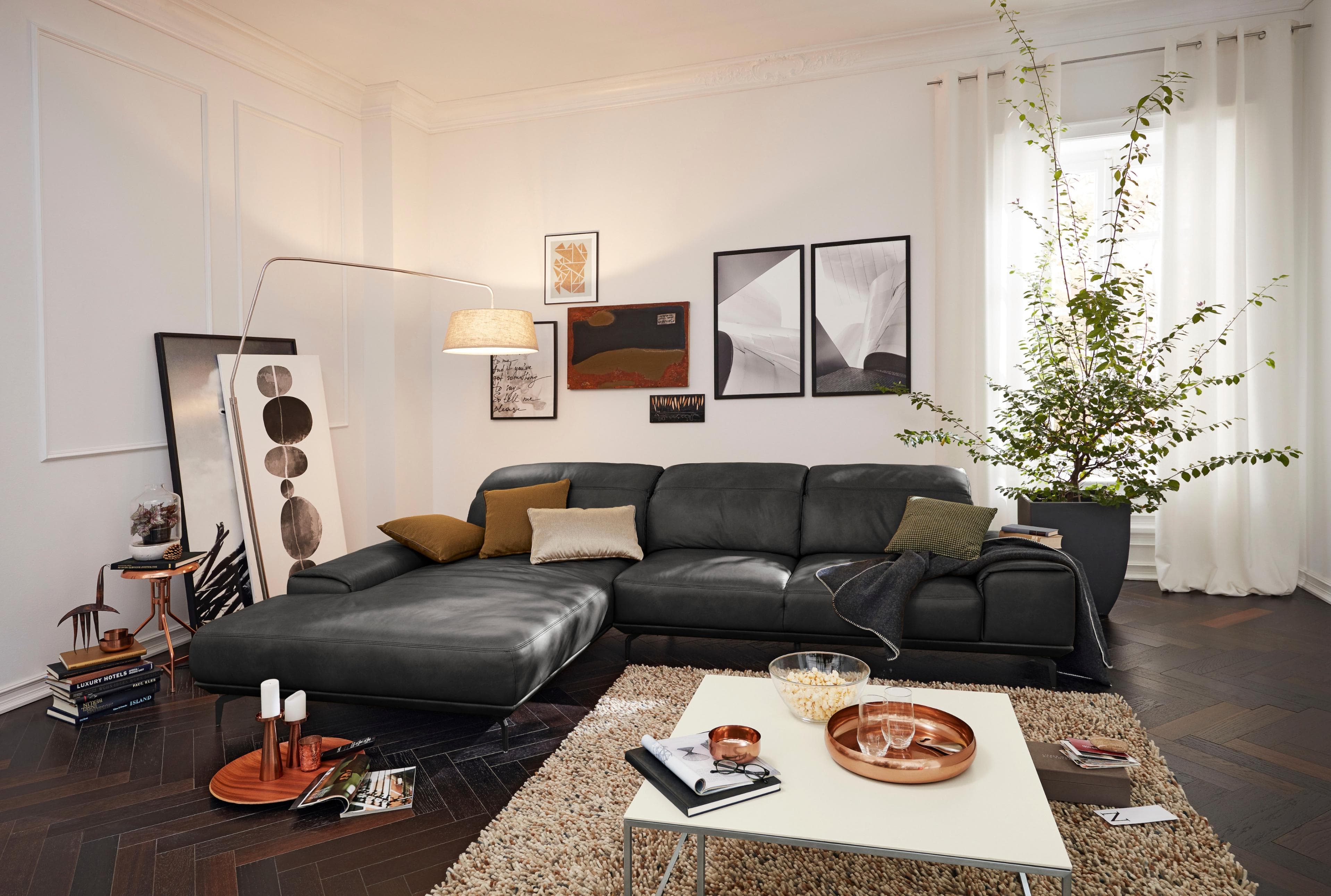 Musterring Wohnlandschaft MR 2490 Ecksofa Long-Life-Leder Anthrazit