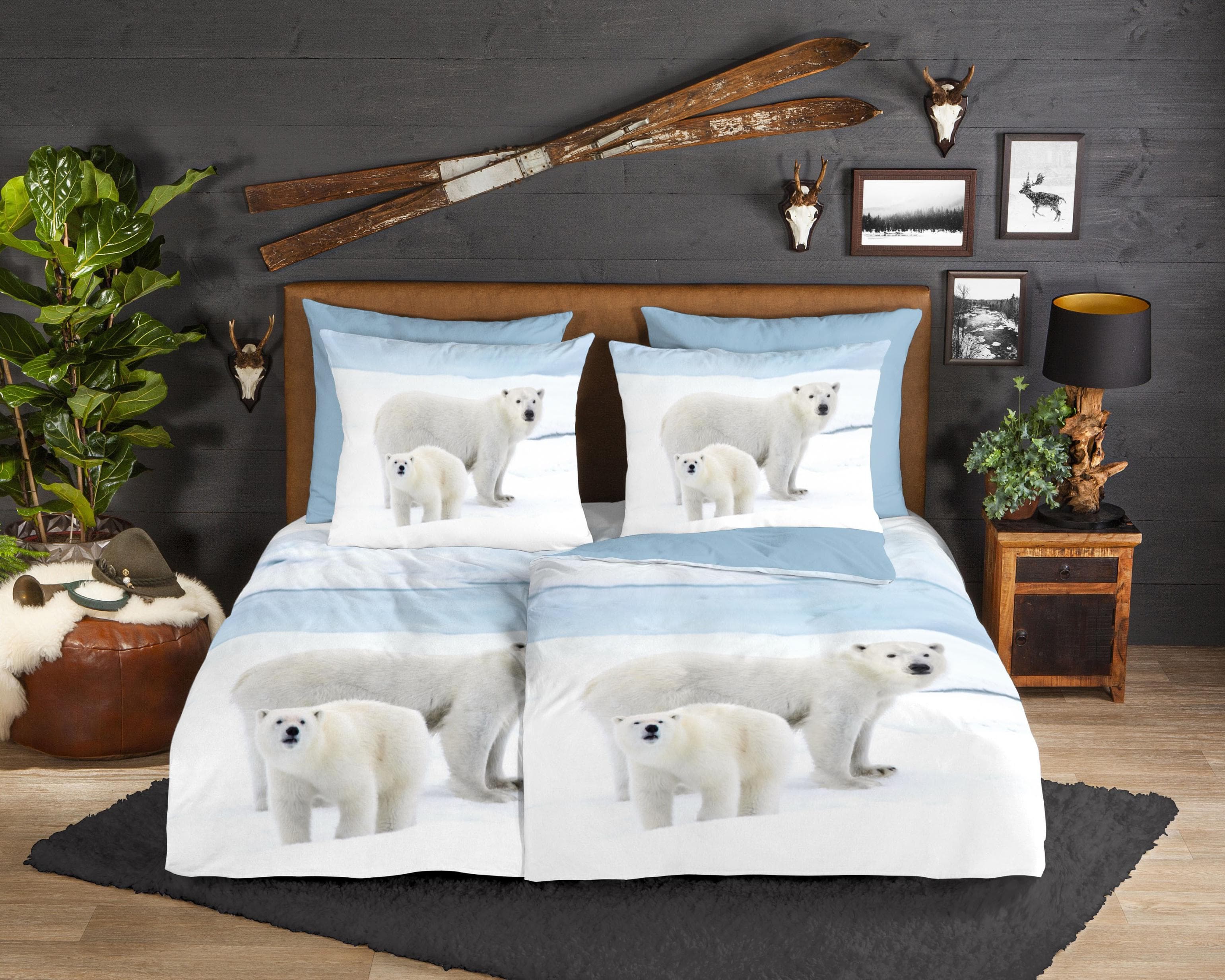 Good Morning Wendebettwäsche Care Blau 100% Baumwolle Biber