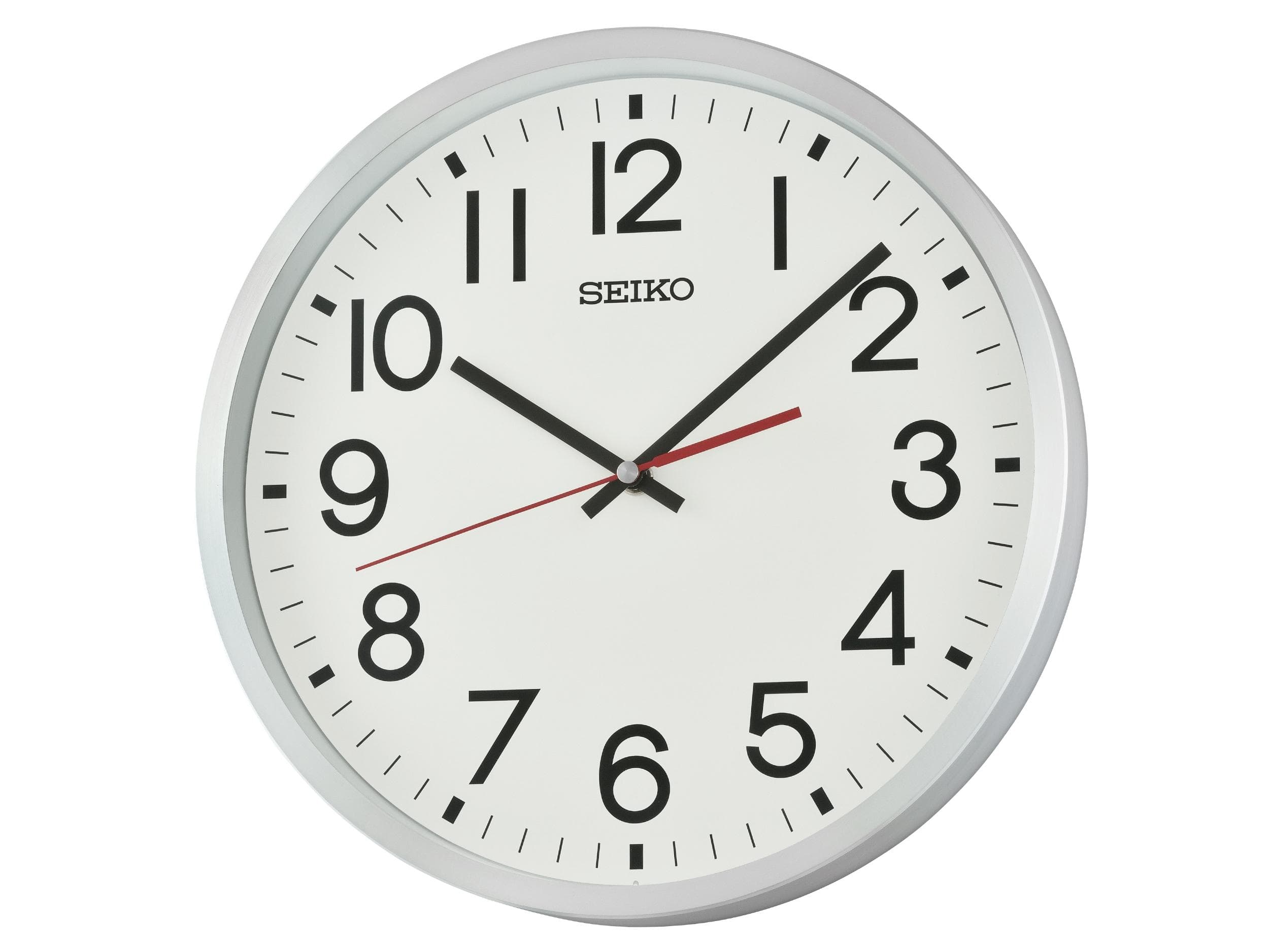 Wanduhr SEIKO Silberfarben Quarzuhr Durchlaufende Sekunde
