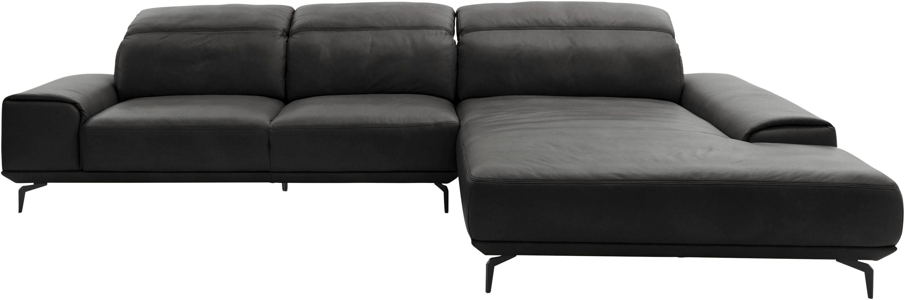 MUSTERRING Ecksofa MR 2490 Long-Life-Leder Anthrazit Elektrisch