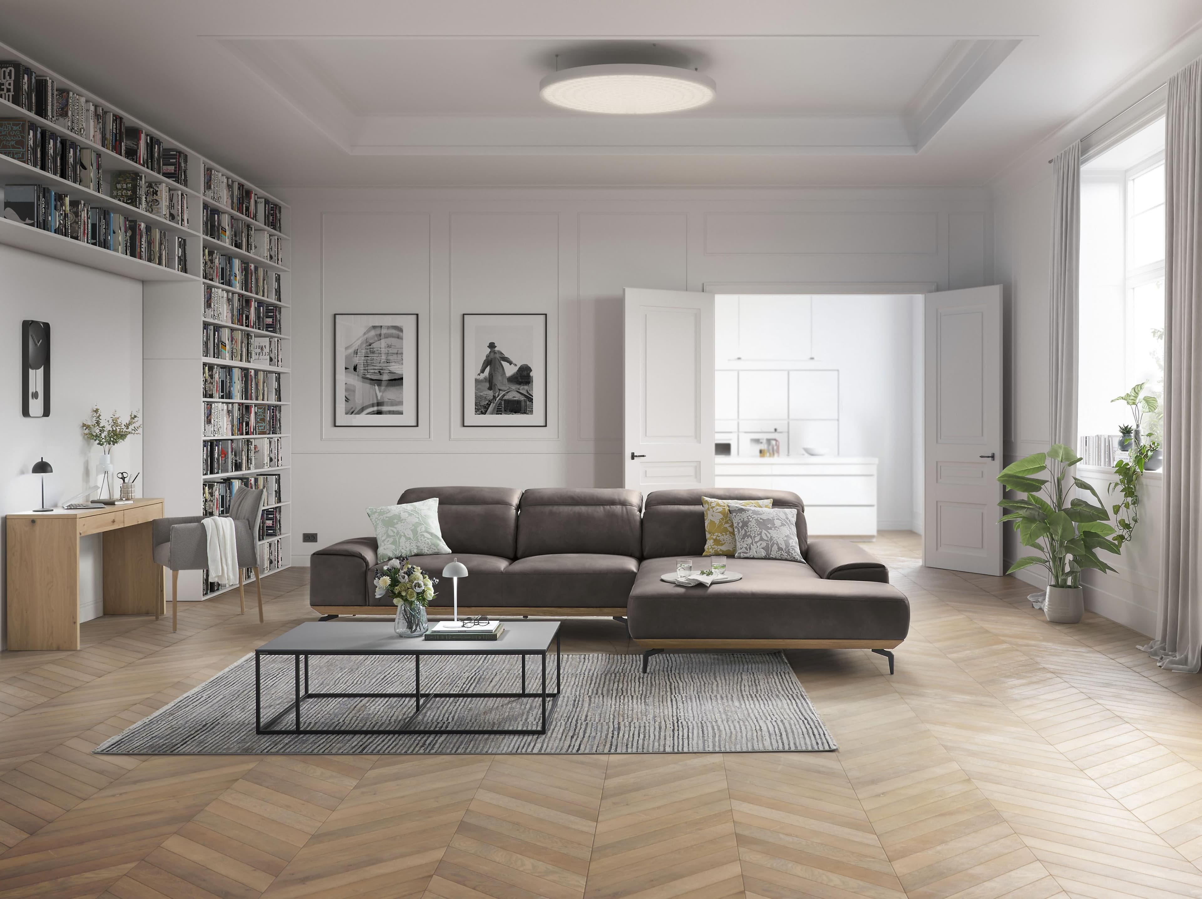Musterring Wohnlandschaft MR 2490 Ecksofa Long-Life-Leder Grau Elektrisch