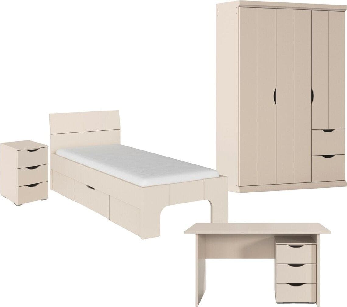 Jugendzimmer-Set RAUCH Kinderzimmer Komplettzimmer Schlafzimmer-Set 4-tlg. Marlene Beige