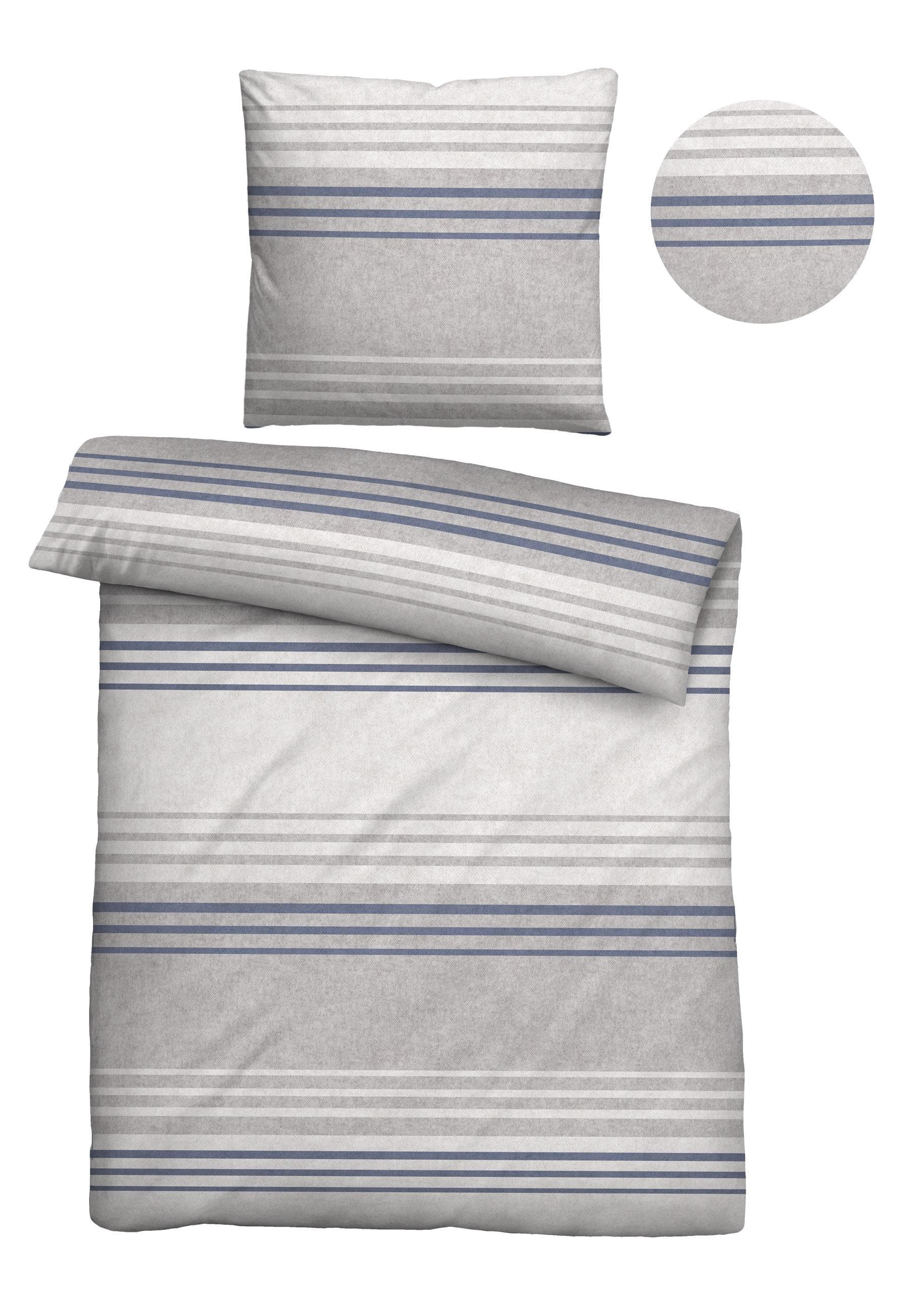Biberna Bettwäsche 0840516 Melange-Flanell Blau/Grau 2-teilig