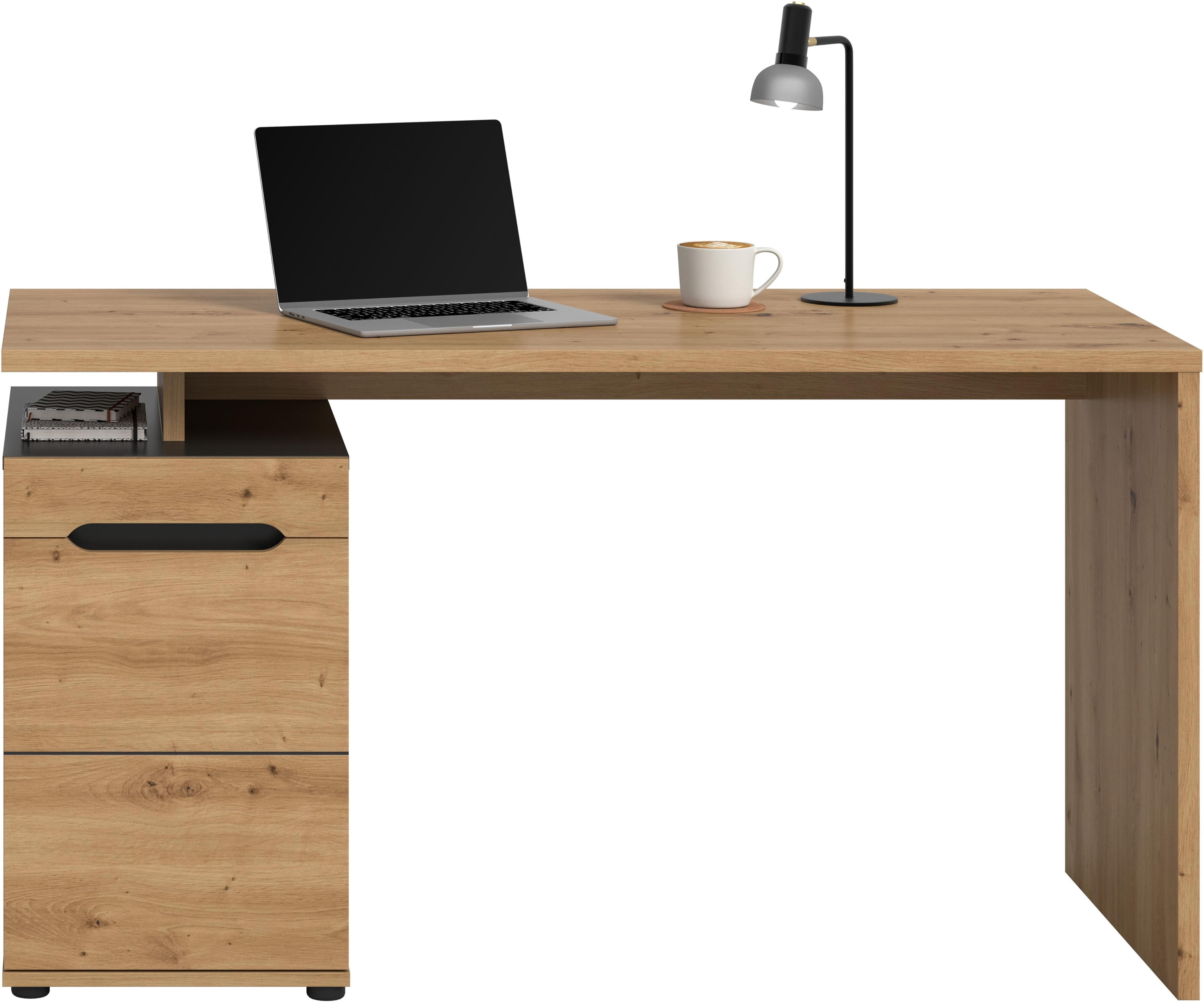 HOME AFFAIRE Schreibtisch REHAT, TOPSELLER, 138 cm, 1 Tür, 2 Fächer, 1 Einlegeboden, Basalt grau, Artisan Eiche Nachbildung