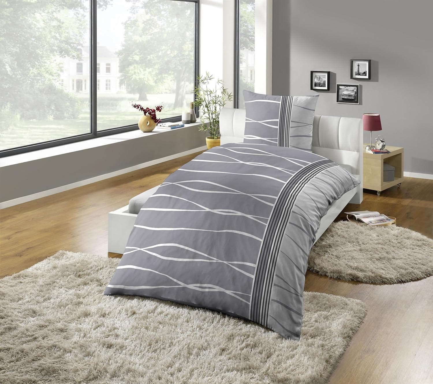 KINZLER Bettwäsche Mikrofaser Fleece Welle 135x200cm 2-tlg.
