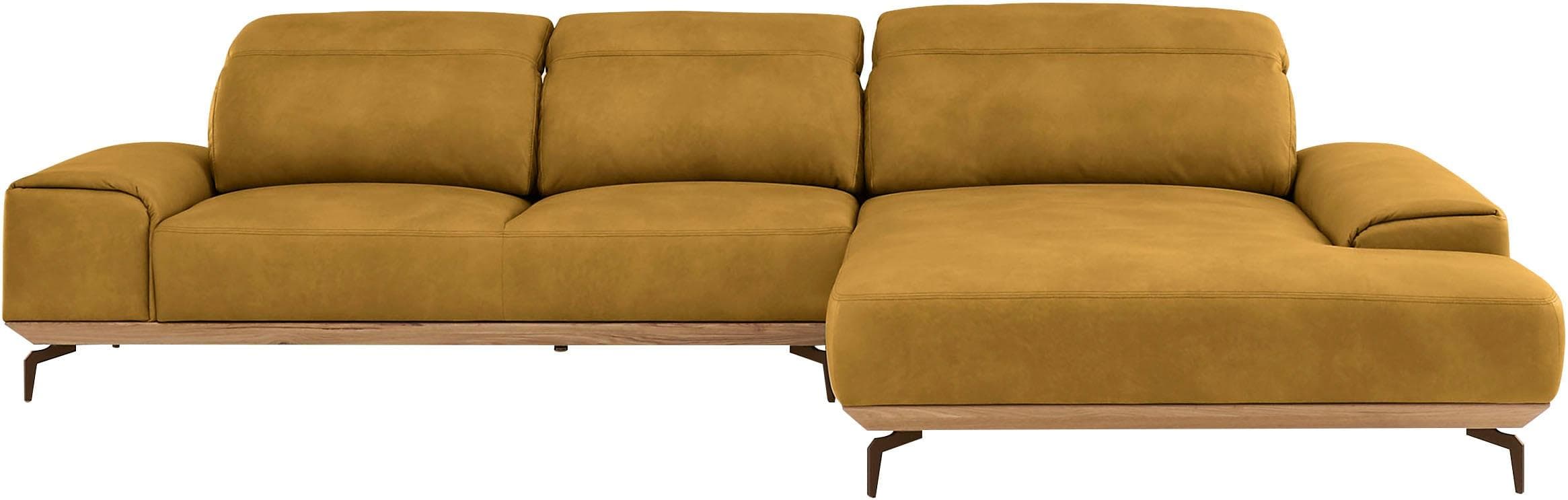 Musterring Ecksofa Long-Life-Leder Kurkuma Bronze-Fuß