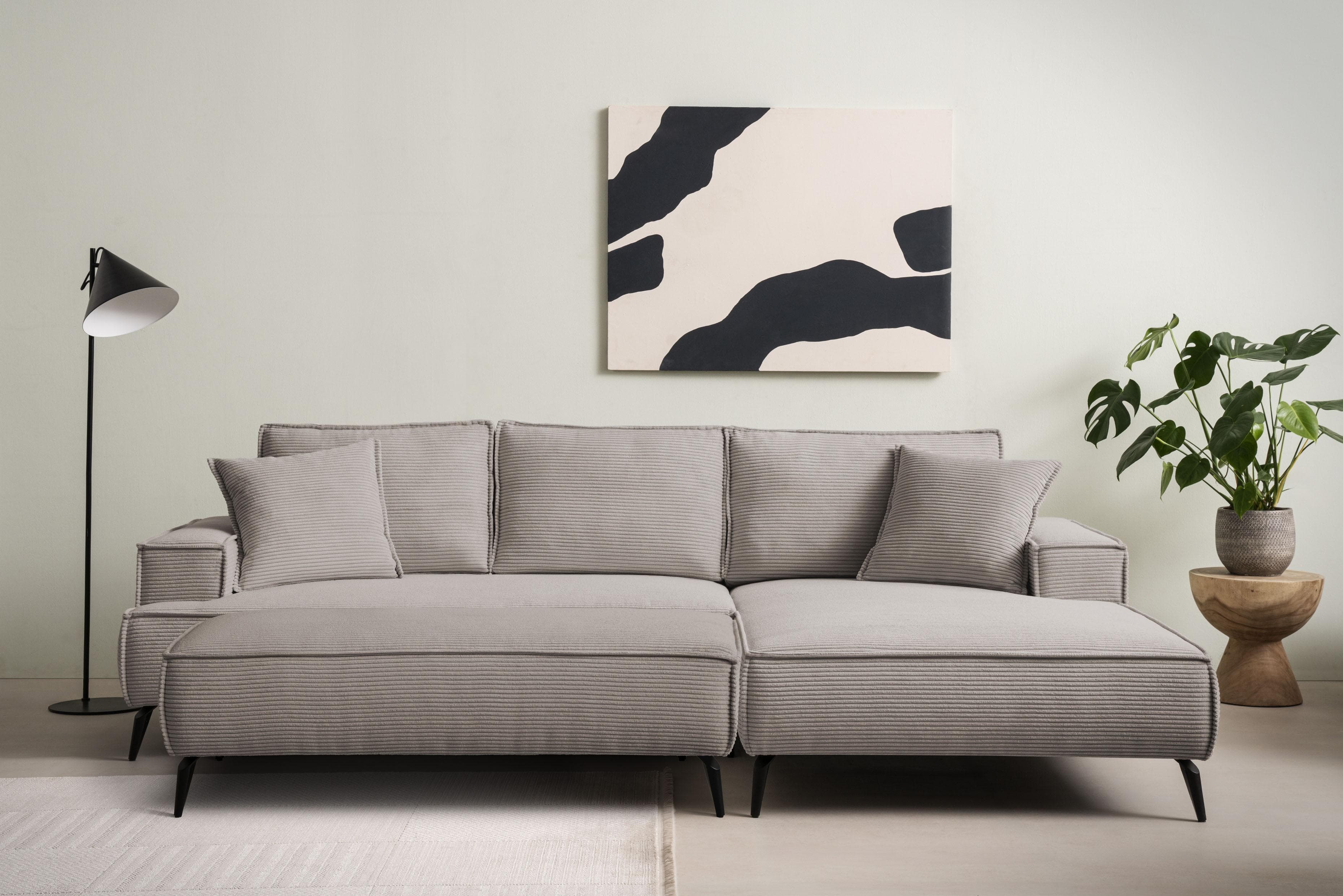 HOME AFFAIRE TVINNU Polsterecke L-Form mit Schlaffunktion und Hocker