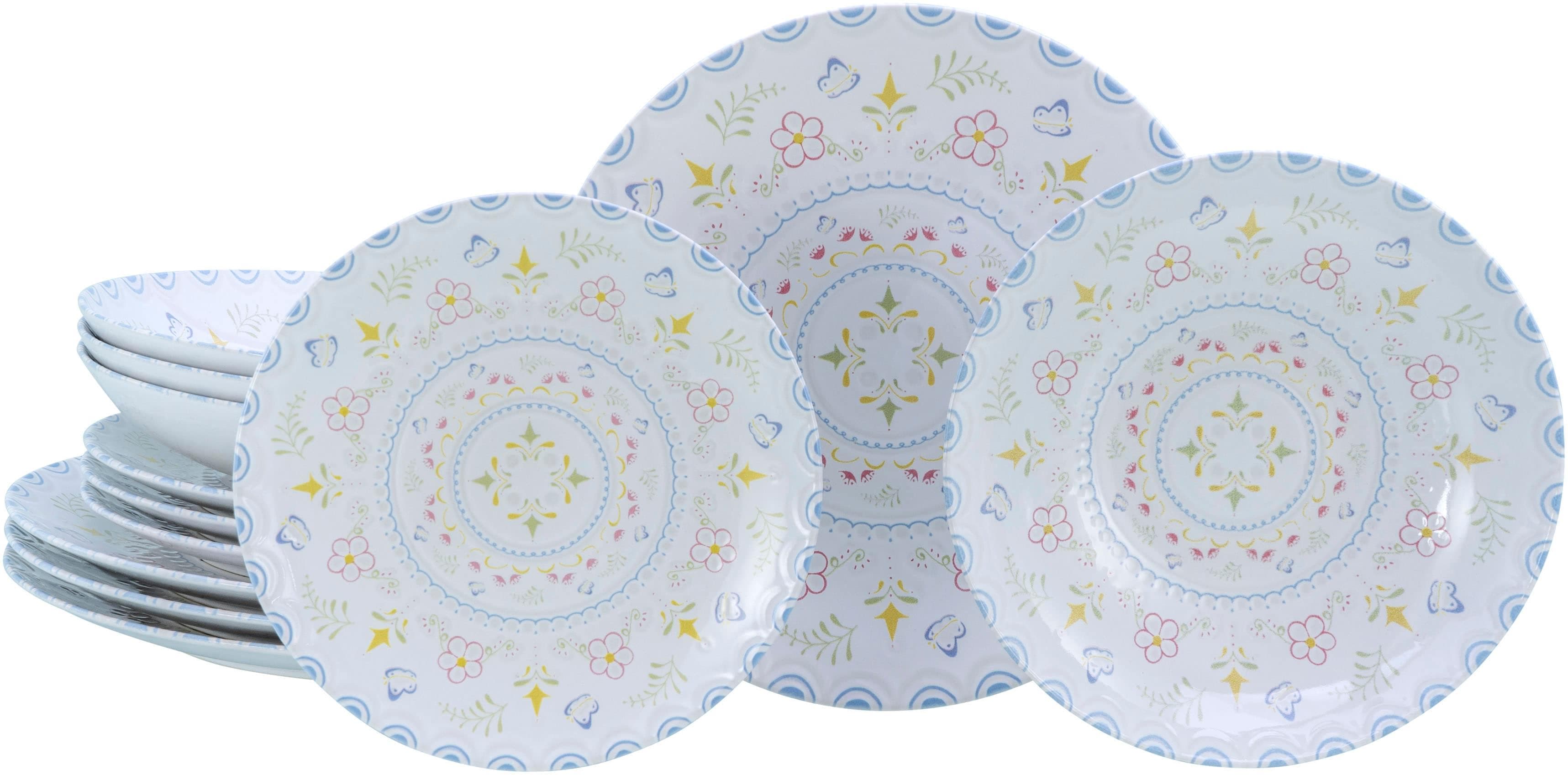 Creatable Teller-Set Primavera Pastell 12-tlg. Steinzeug