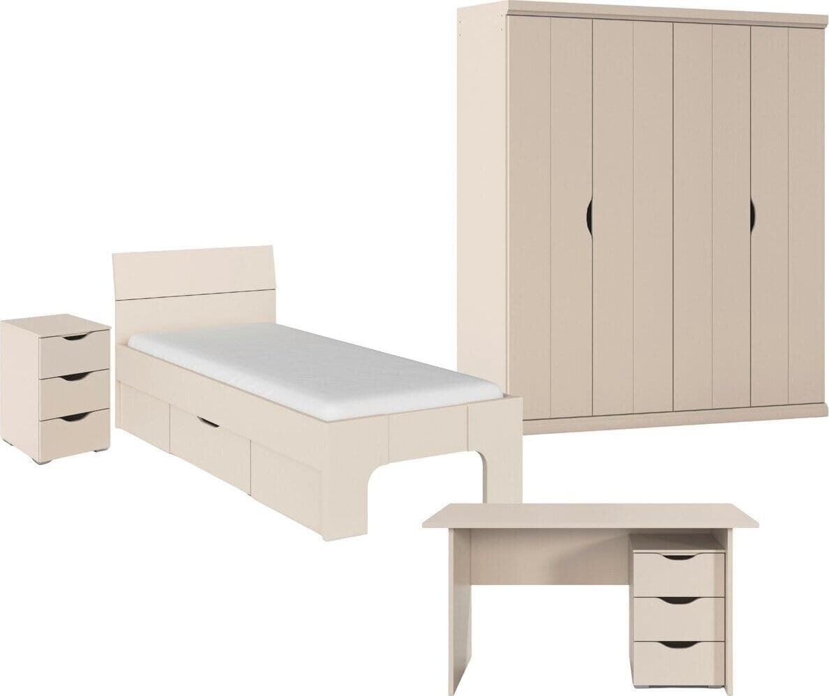 Jugendzimmer-Set RAUCH Kinderzimmer Komplettzimmer Schlafzimmer-Set (4-tlg.) MARLENE Beige