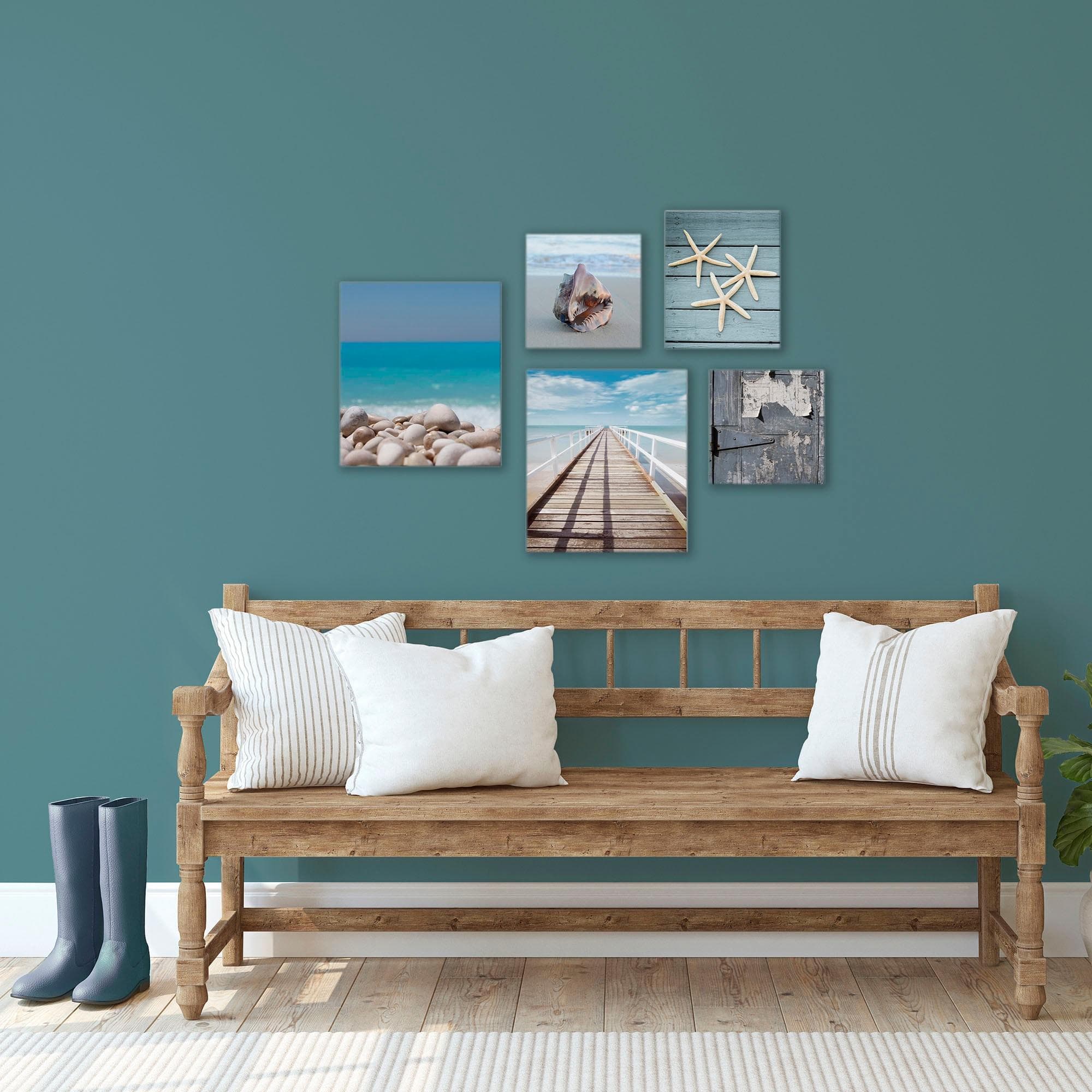 Art for the Home Leinwandbild Set Strand 5-teilig Bunt