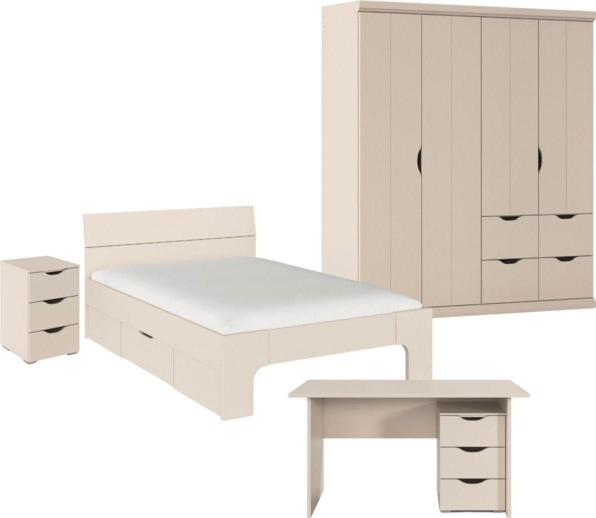 Jugendzimmer-Set RAUCH Kinderzimmer Komplettzimmer Schlafzimmer-Set 4-tlg. Marlene Beige