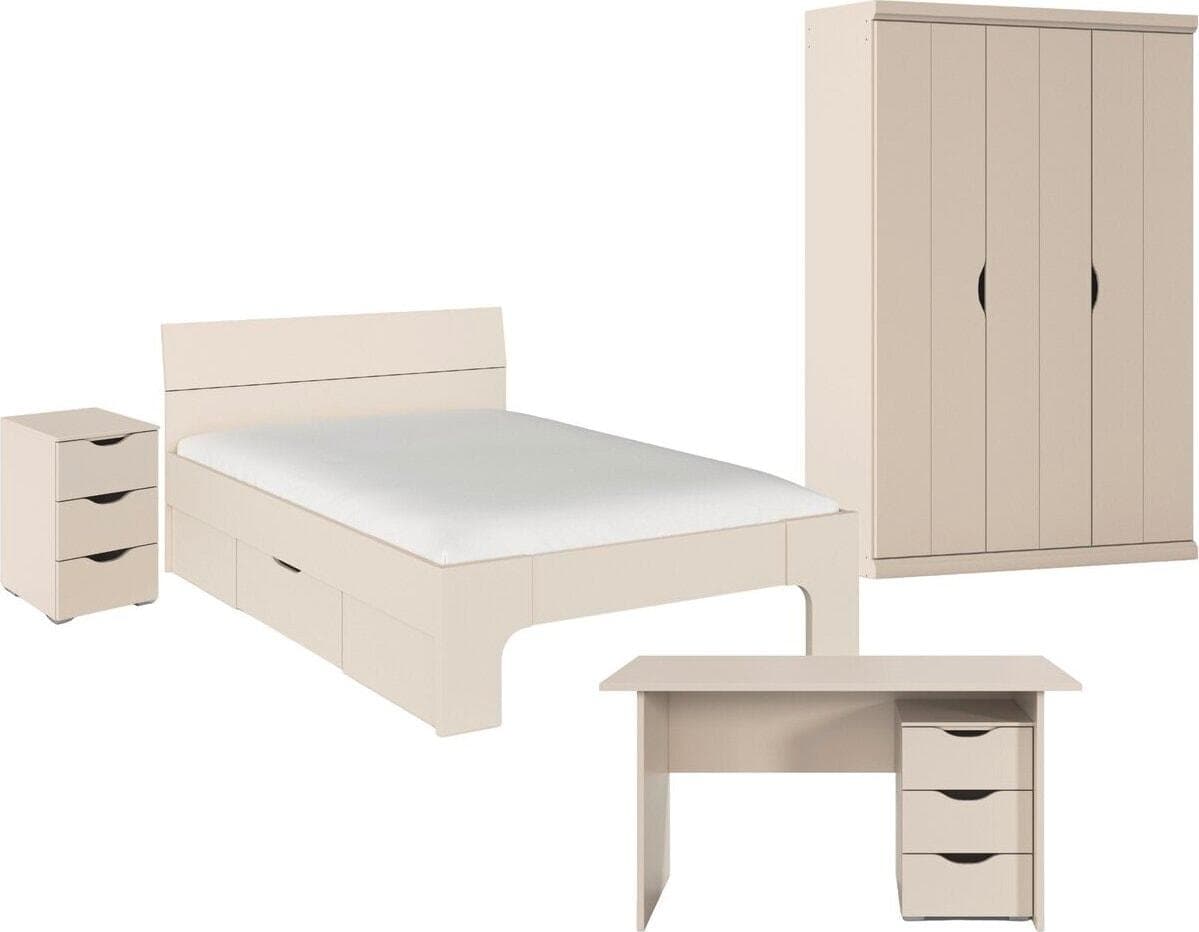 Jugendzimmer-Set RAUCH Kinderzimmer Komplettzimmer Schlafzimmer-Set 4-tlg. Marlene Beige